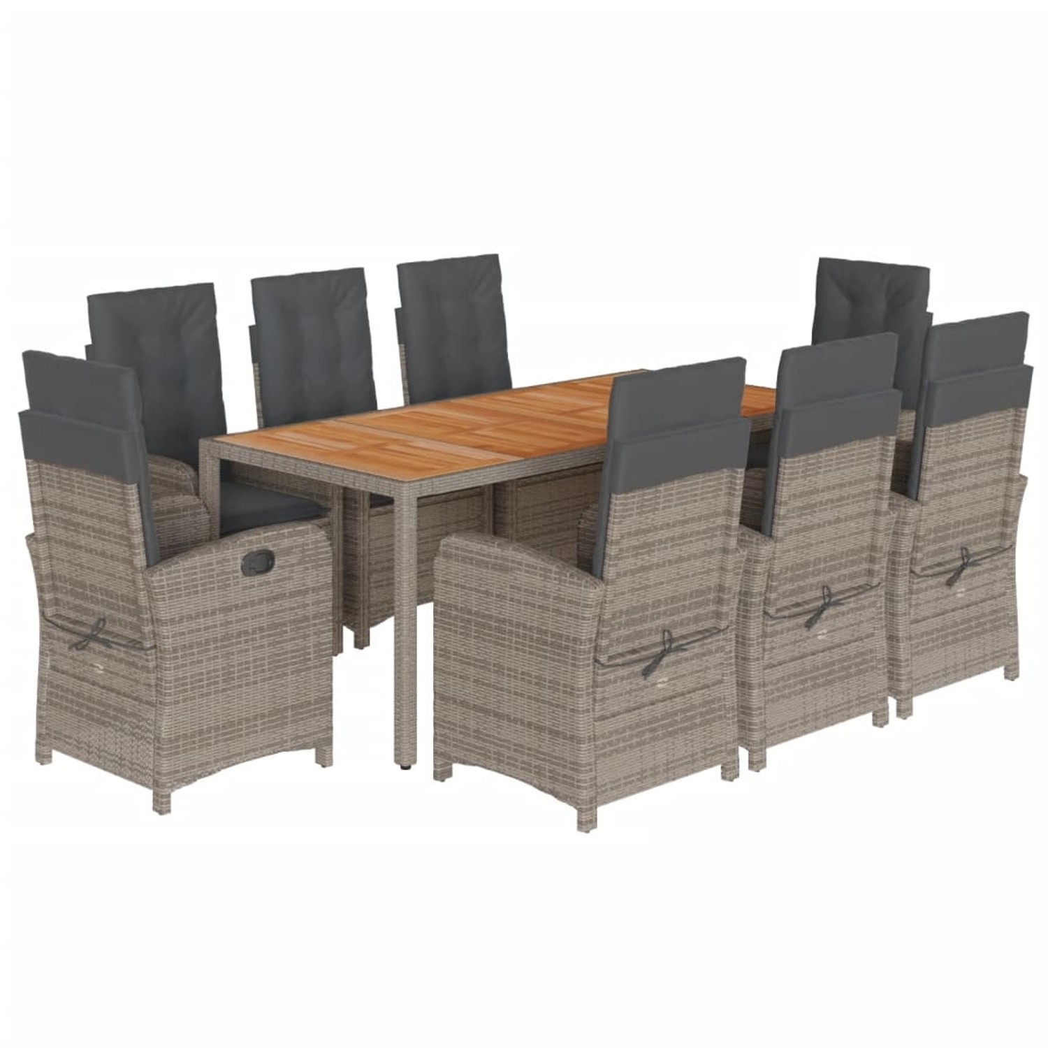 vidaXL 9-tlg Garten-Essgruppe mit Kissen Grau Poly Rattan Modell 28 vidaXL 9-tlg Garten-Essgruppe mit Kissen Grau Poly Rattan Modell 28 von VIDAXL