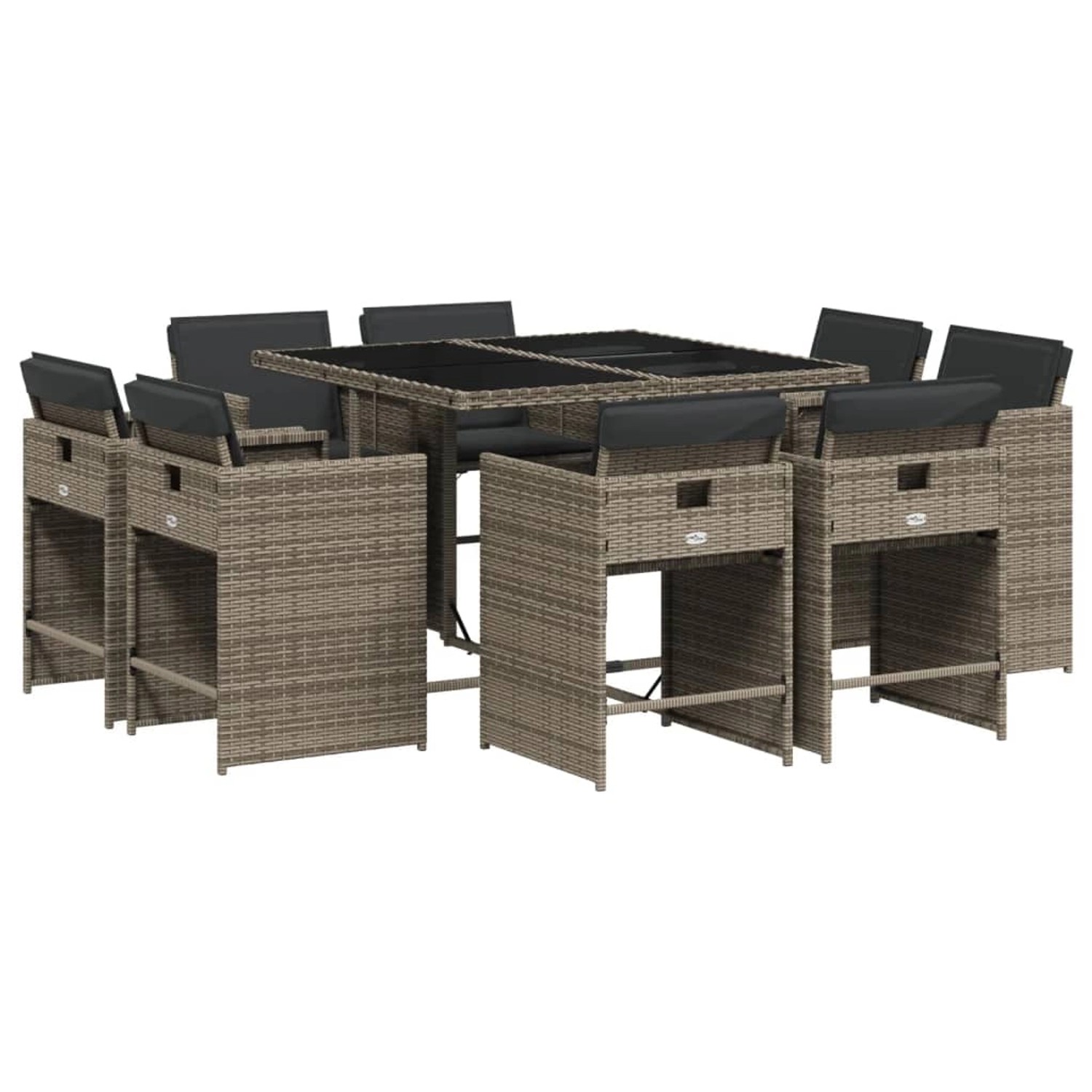 vidaXL 9-tlg Garten-Essgruppe mit Kissen Grau Poly Rattan Modell 46 vidaXL 9-tlg Garten-Essgruppe mit Kissen Grau Poly Rattan Modell 46 von VIDAXL