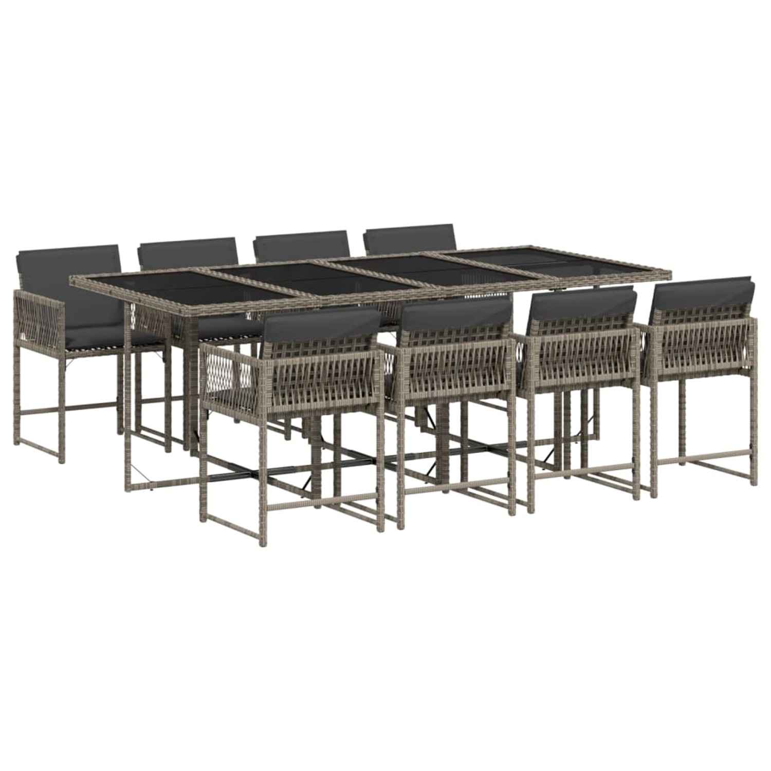 vidaXL 9-tlg Garten-Essgruppe mit Kissen Grau Poly Rattan Modell 47 vidaXL 9-tlg Garten-Essgruppe mit Kissen Grau Poly Rattan Modell 47 von VIDAXL