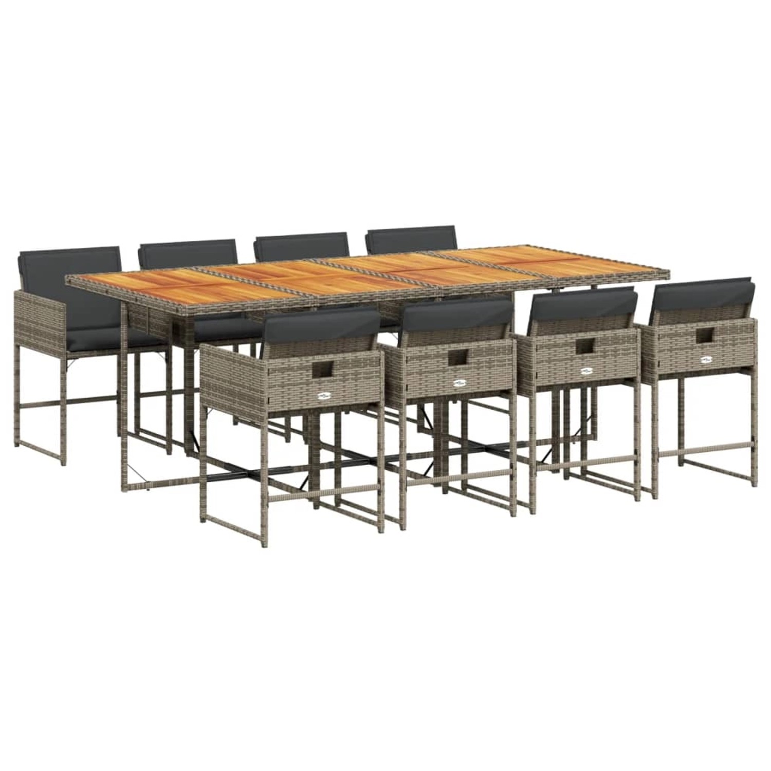 vidaXL 9-tlg Garten-Essgruppe mit Kissen Grau Poly Rattan Modell 54 vidaXL 9-tlg Garten-Essgruppe mit Kissen Grau Poly Rattan Modell 54 von VIDAXL