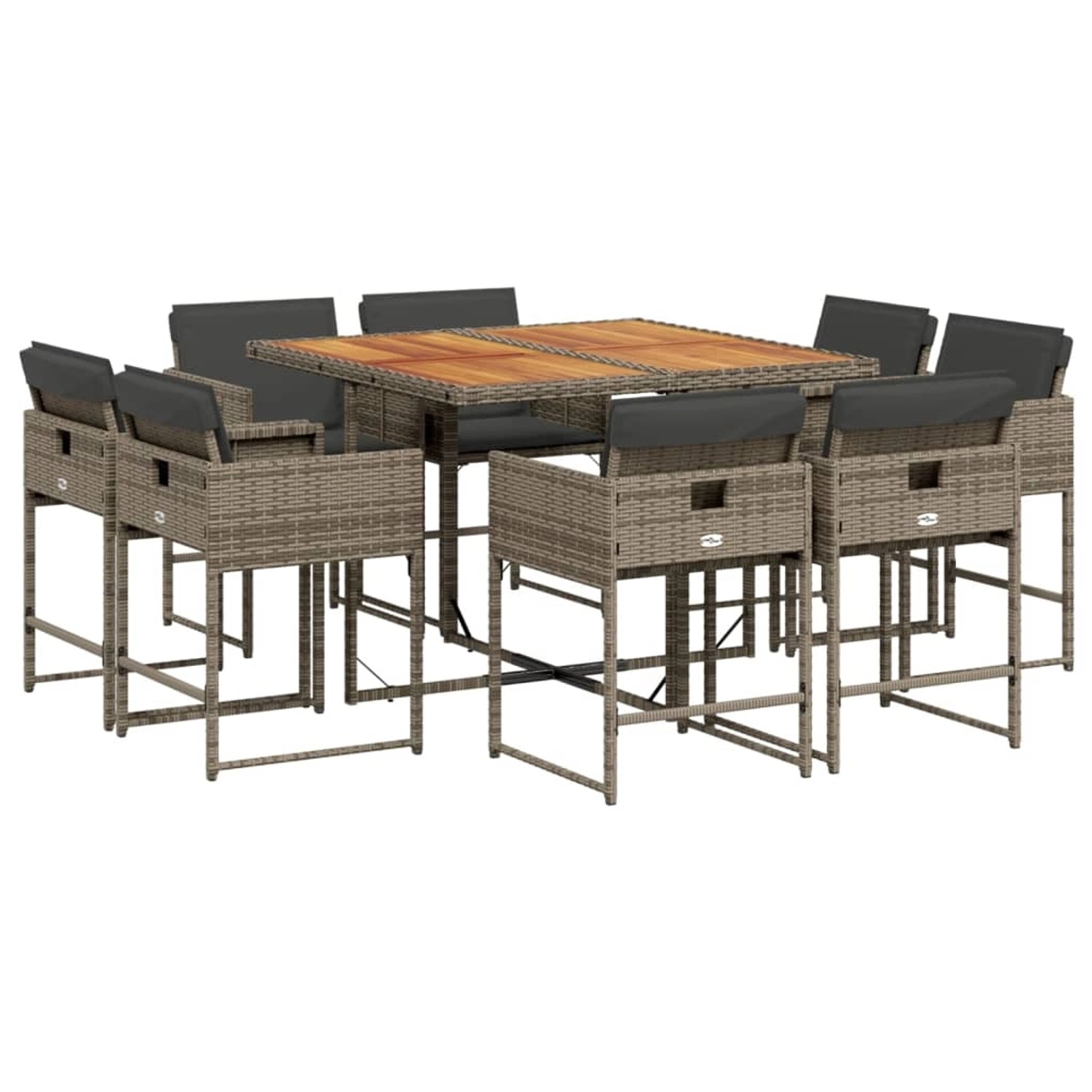 vidaXL 9-tlg Garten-Essgruppe mit Kissen Grau Poly Rattan Modell 55 vidaXL 9-tlg Garten-Essgruppe mit Kissen Grau Poly Rattan Modell 55 von VIDAXL