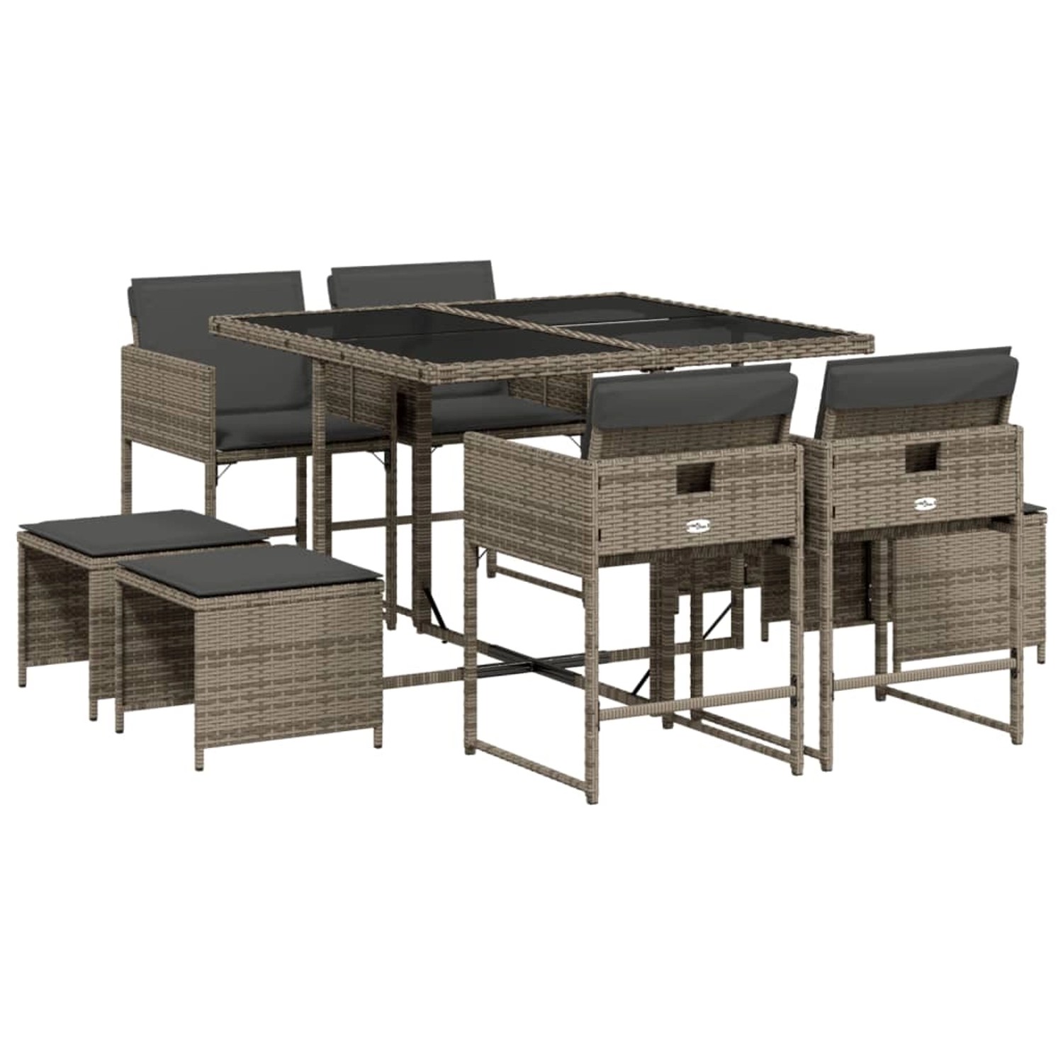 vidaXL 9-tlg Garten-Essgruppe mit Kissen Grau Poly Rattan Modell 73 vidaXL 9-tlg Garten-Essgruppe mit Kissen Grau Poly Rattan Modell 73 von VIDAXL