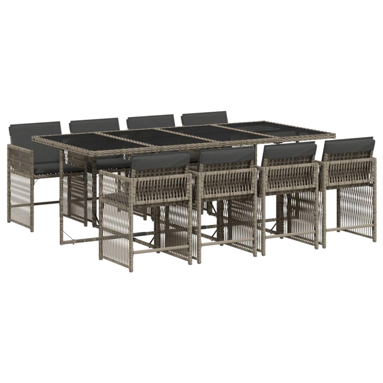 vidaXL 9-tlg Garten-Essgruppe mit Kissen Grau Poly Rattan Modell 82 vidaXL 9-tlg Garten-Essgruppe mit Kissen Grau Poly Rattan Modell 82 von VIDAXL