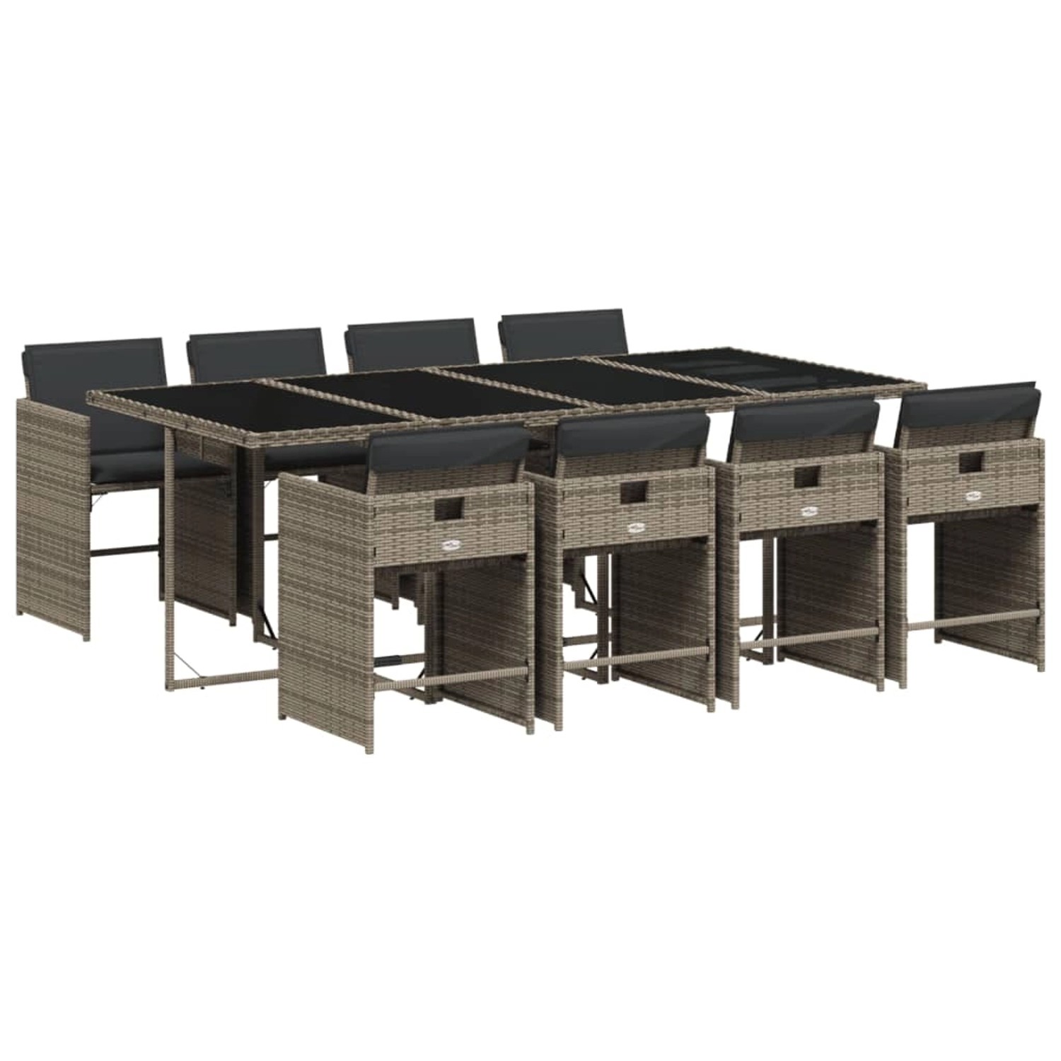 vidaXL 9-tlg Garten-Essgruppe mit Kissen Grau Poly Rattan Modell 89 vidaXL 9-tlg Garten-Essgruppe mit Kissen Grau Poly Rattan Modell 89 von VIDAXL