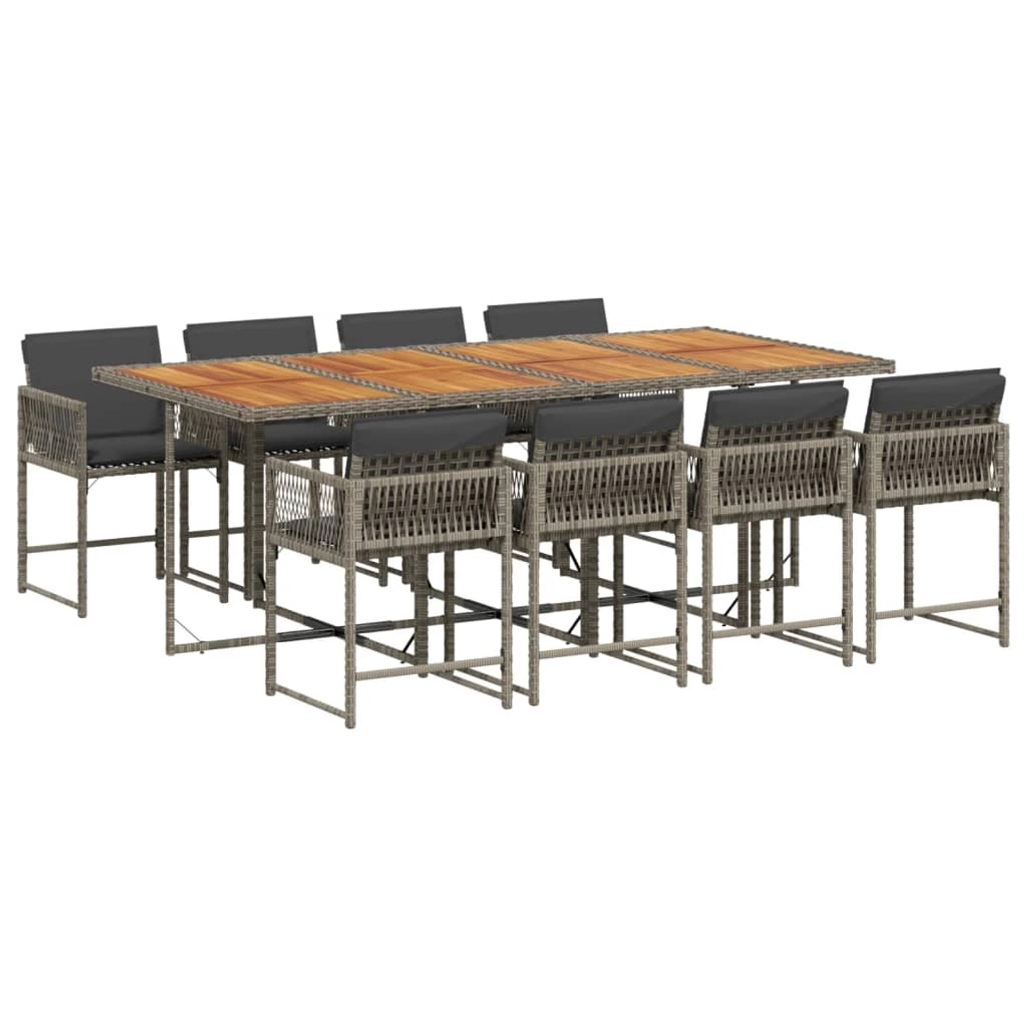 vidaXL 9-tlg Garten-Essgruppe mit Kissen Grau Poly Rattan Modell 93 vidaXL 9-tlg Garten-Essgruppe mit Kissen Grau Poly Rattan Modell 93 von VIDAXL