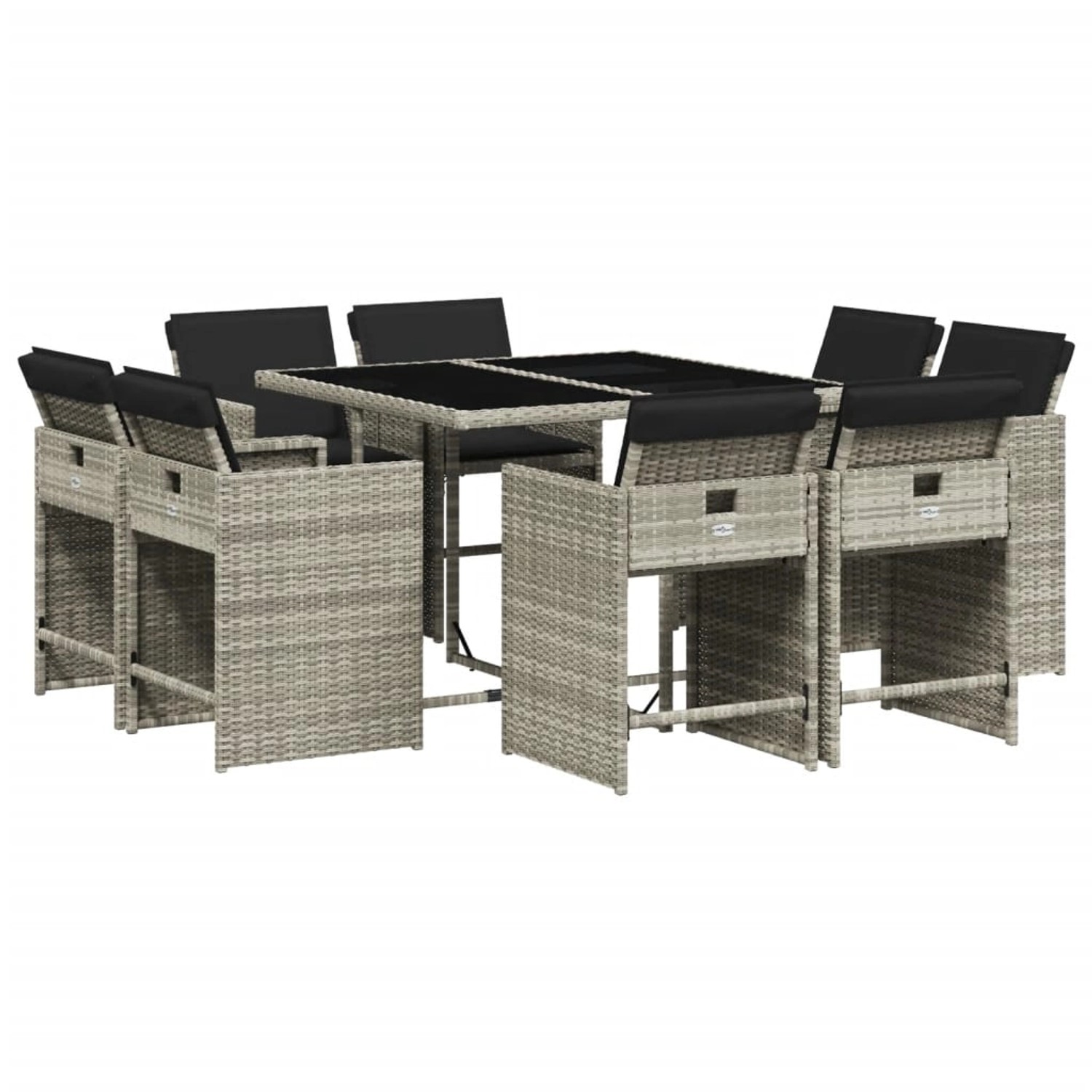 vidaXL 9-tlg Garten-Essgruppe mit Kissen Hellgrau Poly Rattan Modell 12 vidaXL 9-tlg Garten-Essgruppe mit Kissen Hellgrau Poly Rattan Modell 12 von VIDAXL