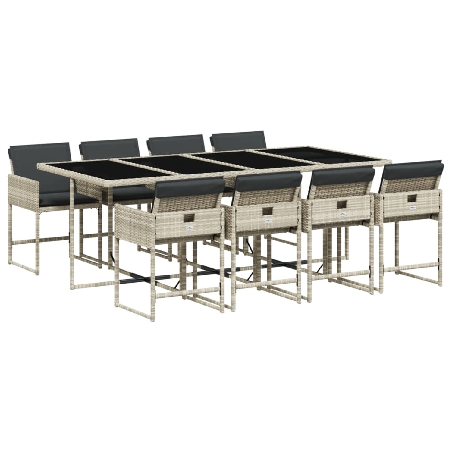 vidaXL 9-tlg Garten-Essgruppe mit Kissen Hellgrau Poly Rattan Modell 13 vidaXL 9-tlg Garten-Essgruppe mit Kissen Hellgrau Poly Rattan Modell 13 von VIDAXL