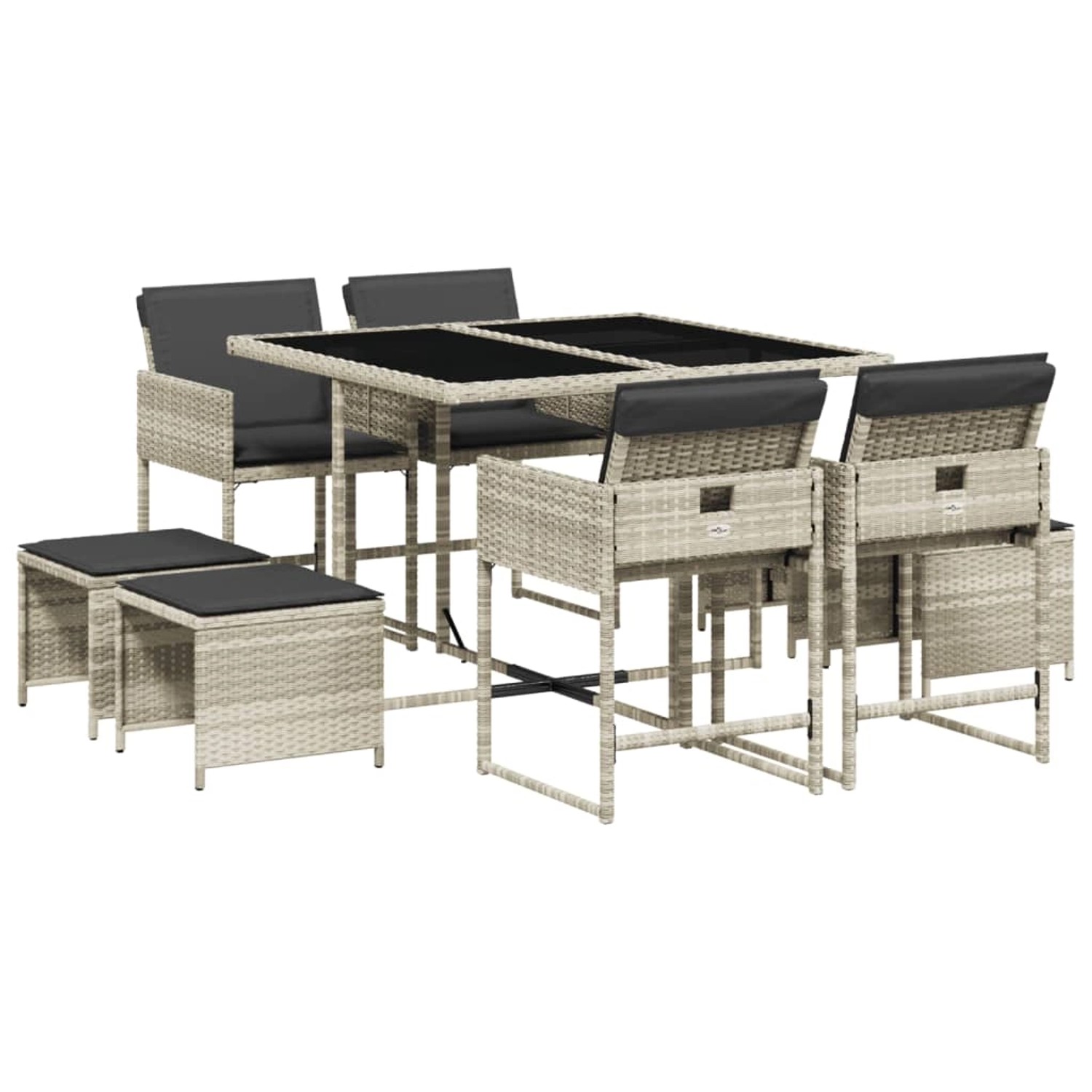 vidaXL 9-tlg Garten-Essgruppe mit Kissen Hellgrau Poly Rattan Modell 14 vidaXL 9-tlg Garten-Essgruppe mit Kissen Hellgrau Poly Rattan Modell 14 von VIDAXL