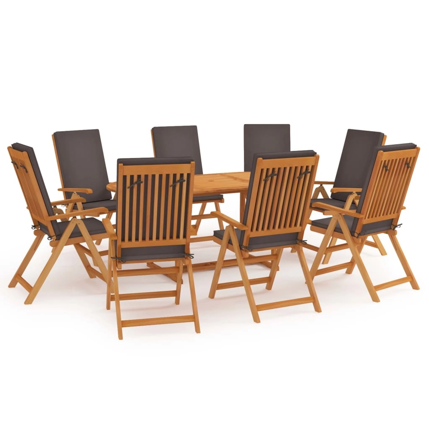 vidaXL 9-tlg Garten-Essgruppe mit Kissen Massivholz Teak Grau Modell 1 vidaXL 9-tlg Garten-Essgruppe mit Kissen Massivholz Teak Grau Modell 1 von VIDAXL