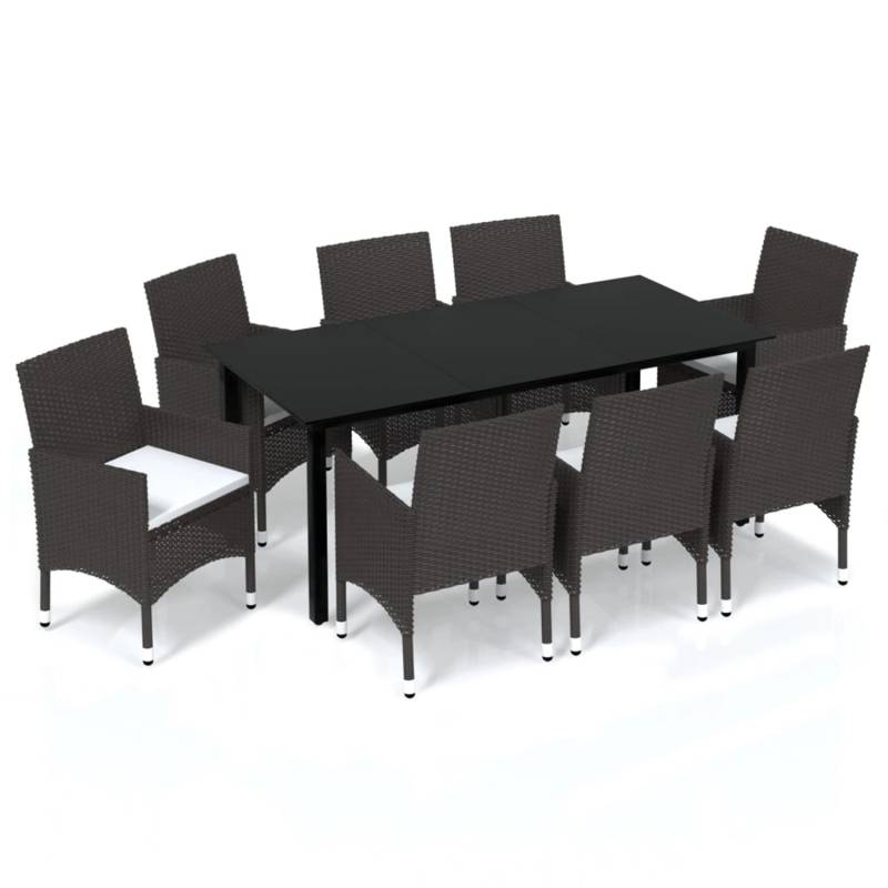 vidaXL 9-tlg Garten-Essgruppe mit Kissen Poly Rattan Braun Modell 1 von VIDAXL
