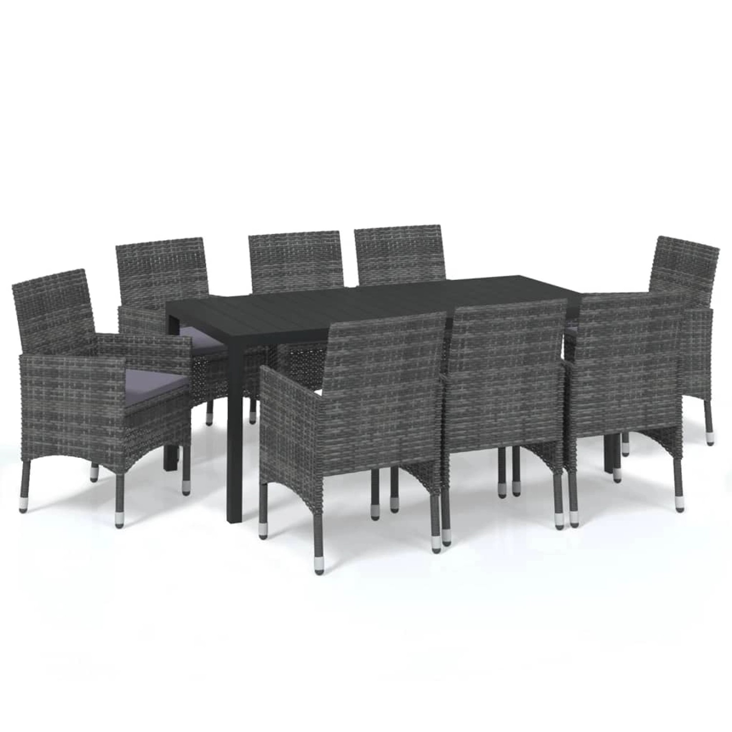 vidaXL 9-tlg Garten-Essgruppe mit Kissen Poly Rattan Grau Modell 12 vidaXL 9-tlg Garten-Essgruppe mit Kissen Poly Rattan Grau Modell 12 von VIDAXL