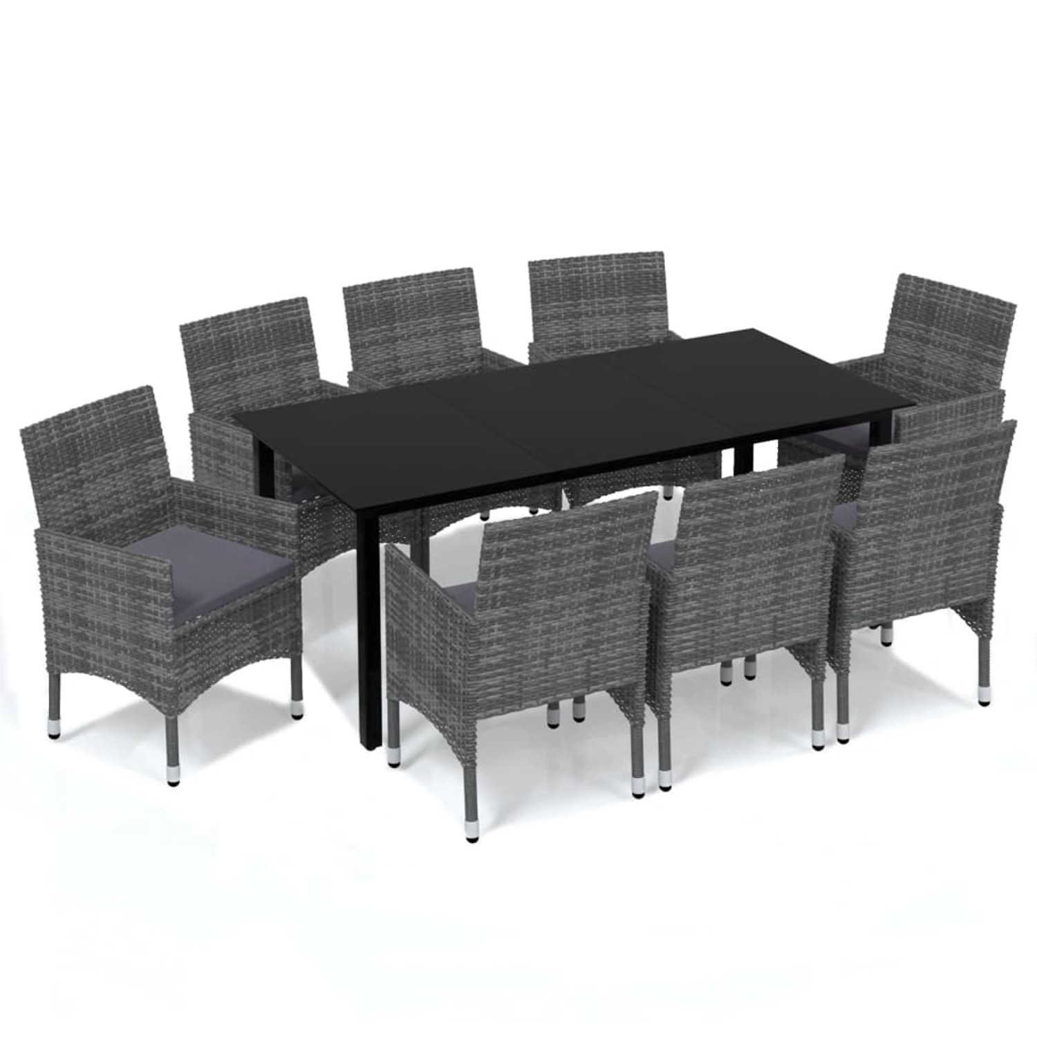vidaXL 9-tlg Garten-Essgruppe mit Kissen Poly Rattan Grau Modell 4 vidaXL 9-tlg Garten-Essgruppe mit Kissen Poly Rattan Grau Modell 4 von VIDAXL