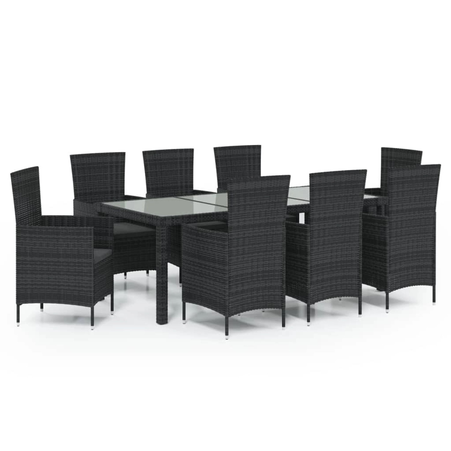 vidaXL 9-tlg Garten-Essgruppe mit Kissen Poly Rattan Schwarz Modell 10 vidaXL 9-tlg Garten-Essgruppe mit Kissen Poly Rattan Schwarz Modell 10 von VIDAXL
