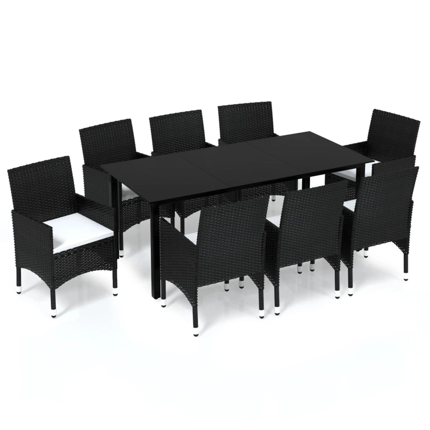 vidaXL 9-tlg Garten-Essgruppe mit Kissen Poly Rattan Schwarz Modell 2 vidaXL 9-tlg Garten-Essgruppe mit Kissen Poly Rattan Schwarz Modell 2 von VIDAXL