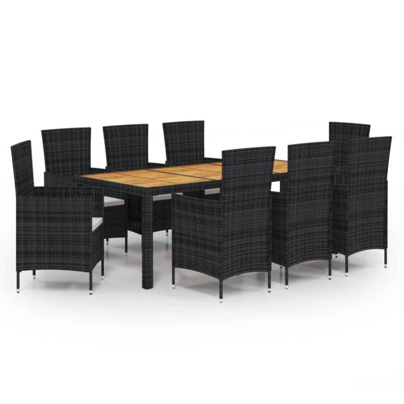 vidaXL 9-tlg Garten-Essgruppe mit Kissen Poly Rattan Schwarz Modell 4 von VIDAXL
