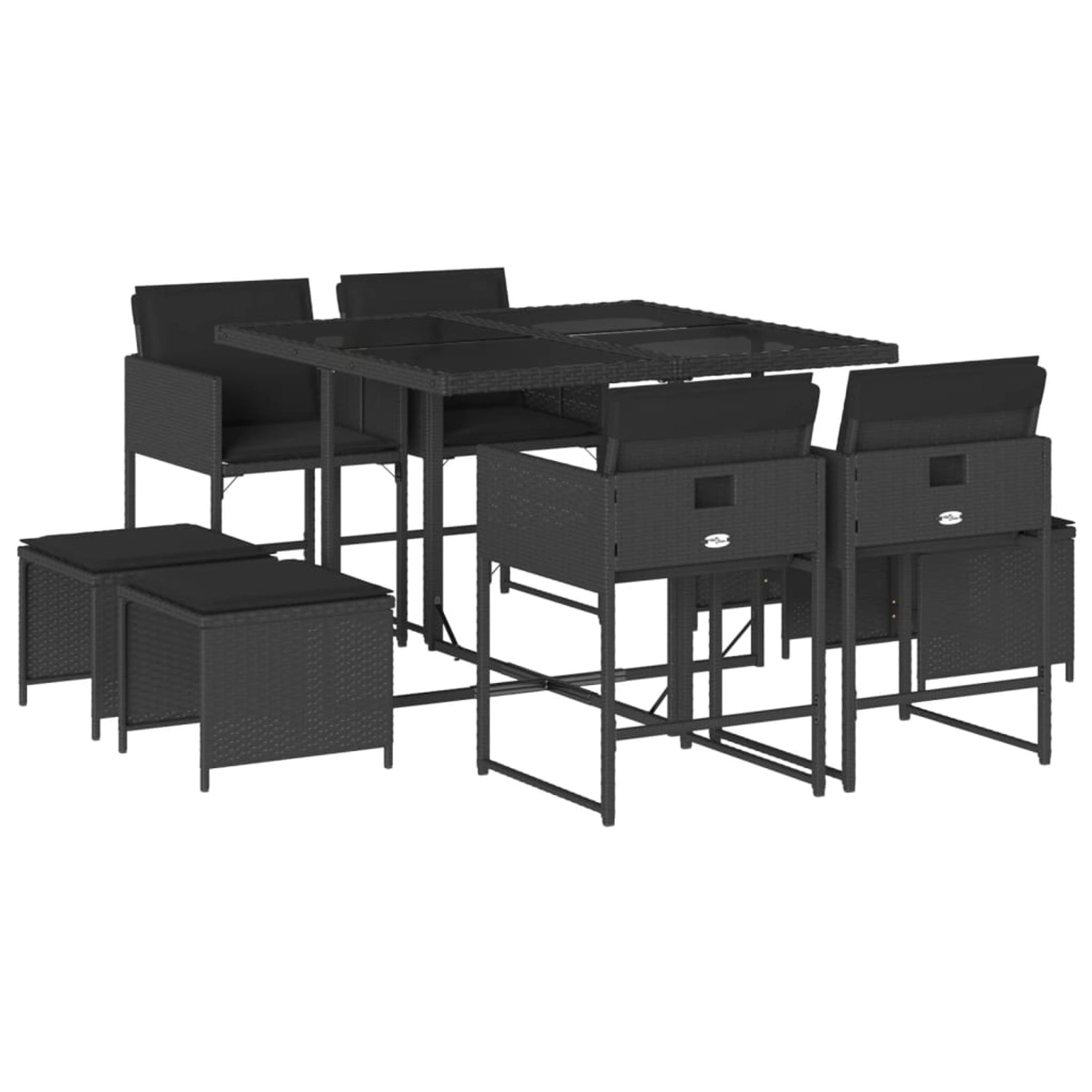 vidaXL 9-tlg Garten-Essgruppe mit Kissen Schwarz Poly Rattan Modell 102 vidaXL 9-tlg Garten-Essgruppe mit Kissen Schwarz Poly Rattan Modell 102 von VIDAXL