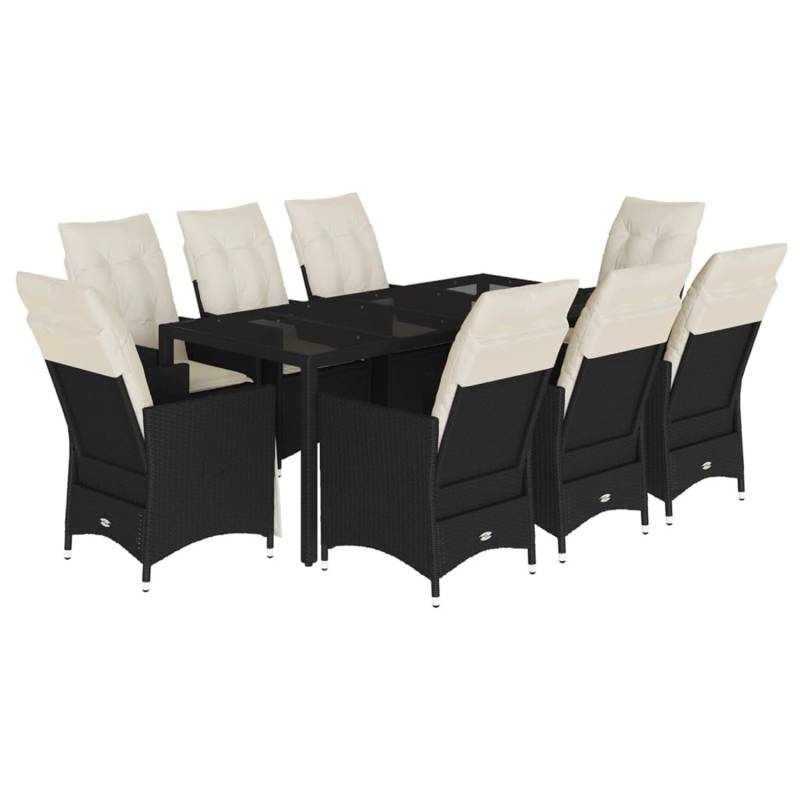 vidaXL 9-tlg Garten-Essgruppe mit Kissen Schwarz Poly Rattan Modell 105 von VIDAXL