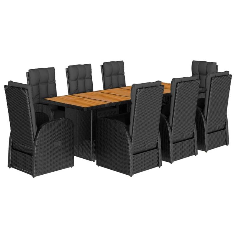 vidaXL 9-tlg Garten-Essgruppe mit Kissen Schwarz Poly Rattan Modell 110 von VIDAXL