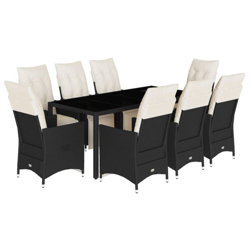 vidaXL 9-tlg Garten-Essgruppe mit Kissen Schwarz Poly Rattan Modell 115 von VIDAXL