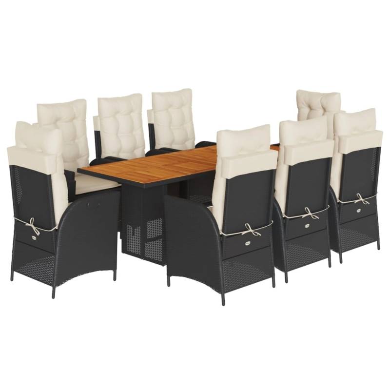 vidaXL 9-tlg Garten-Essgruppe mit Kissen Schwarz Poly Rattan Modell 120 von VIDAXL