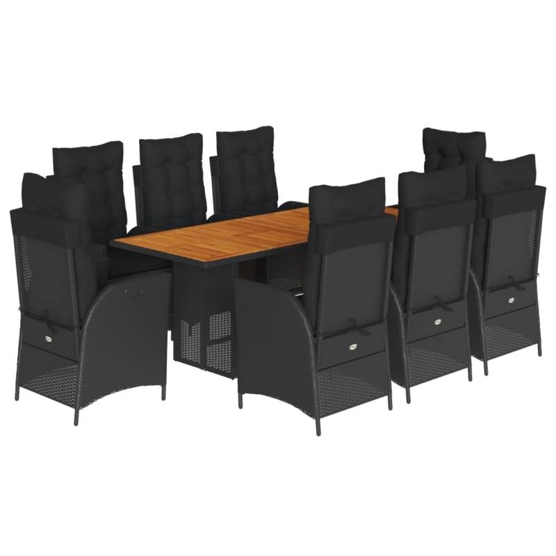 vidaXL 9-tlg Garten-Essgruppe mit Kissen Schwarz Poly Rattan Modell 121 von VIDAXL