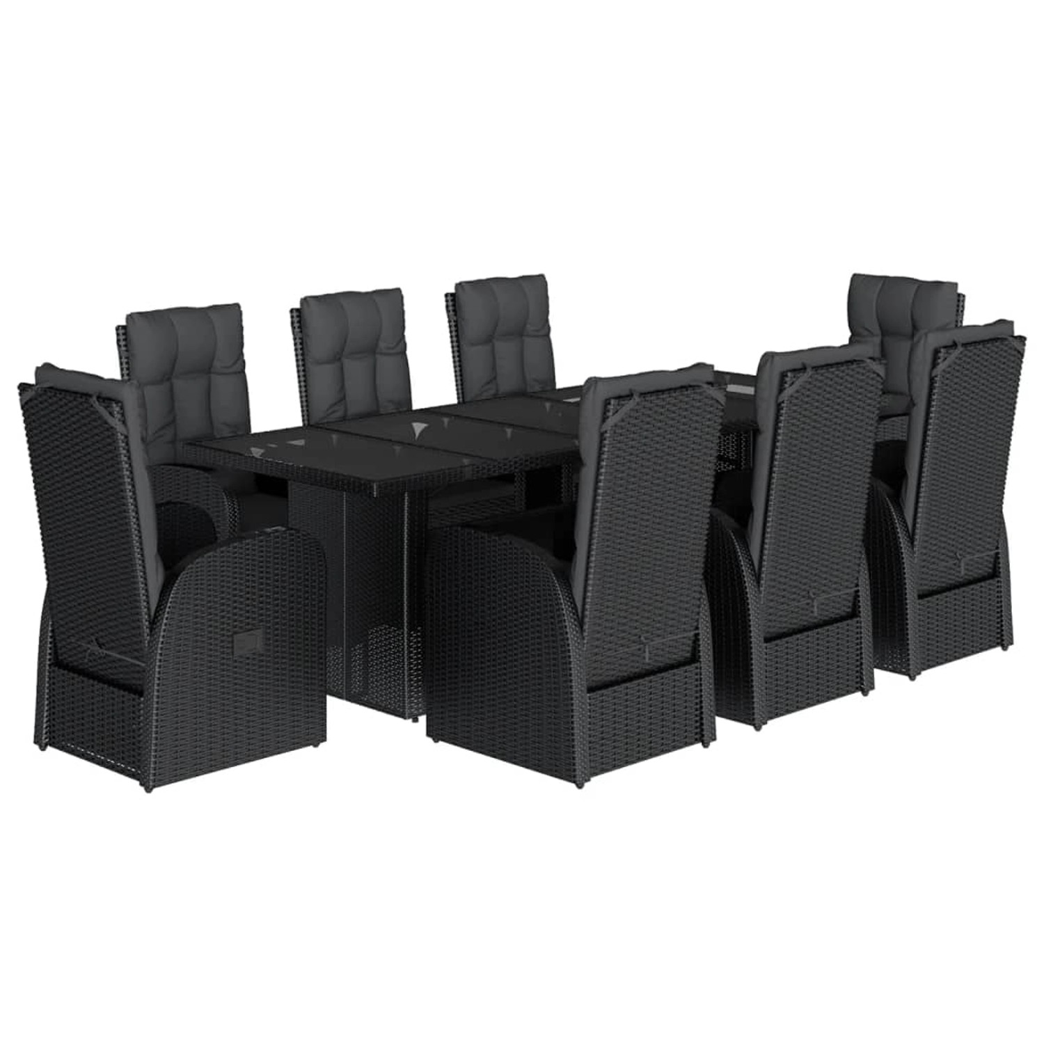 vidaXL 9-tlg Garten-Essgruppe mit Kissen Schwarz Poly Rattan Modell 131 vidaXL 9-tlg Garten-Essgruppe mit Kissen Schwarz Poly Rattan Modell 131 von VIDAXL