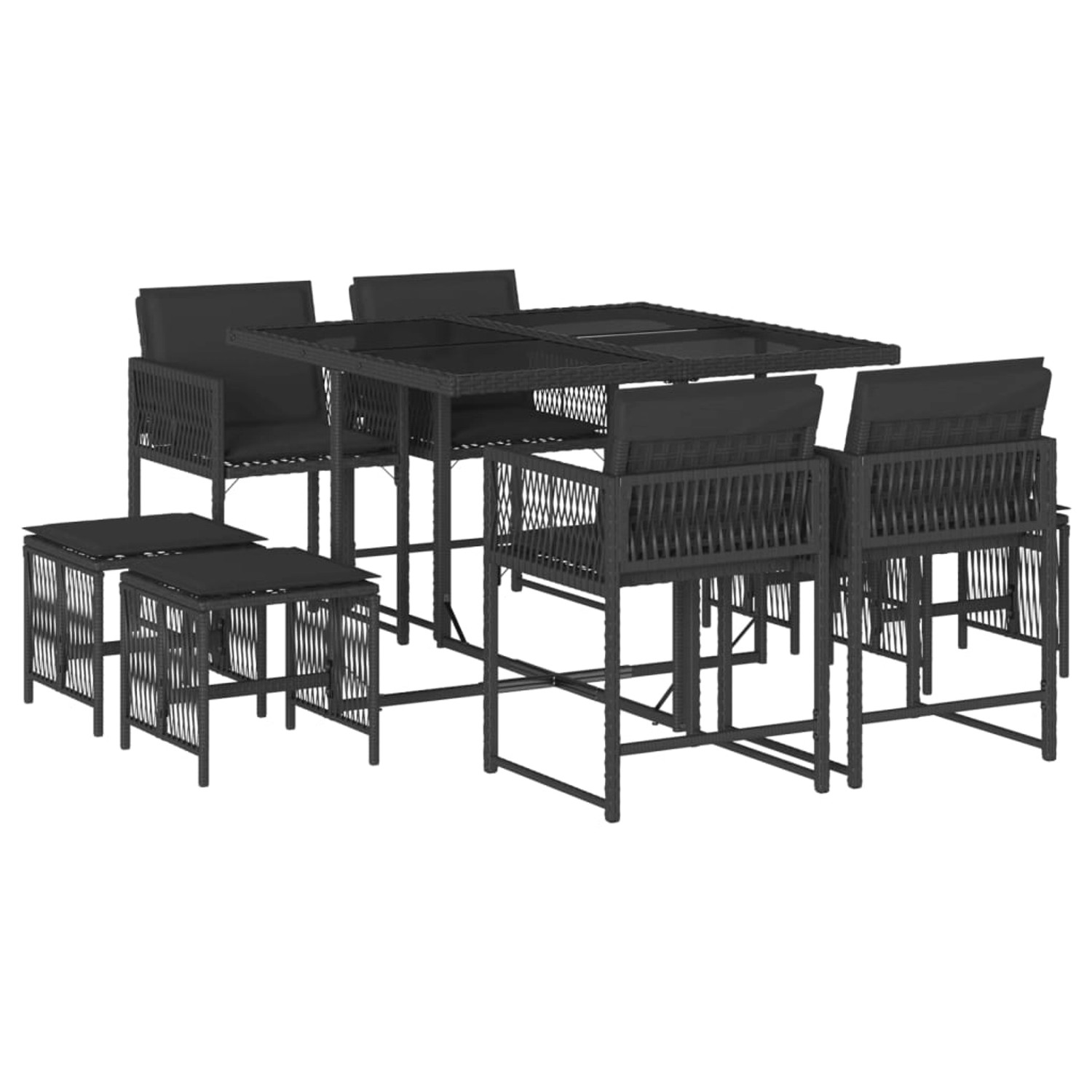 vidaXL 9-tlg Garten-Essgruppe mit Kissen Schwarz Poly Rattan Modell 132 vidaXL 9-tlg Garten-Essgruppe mit Kissen Schwarz Poly Rattan Modell 132 von VIDAXL