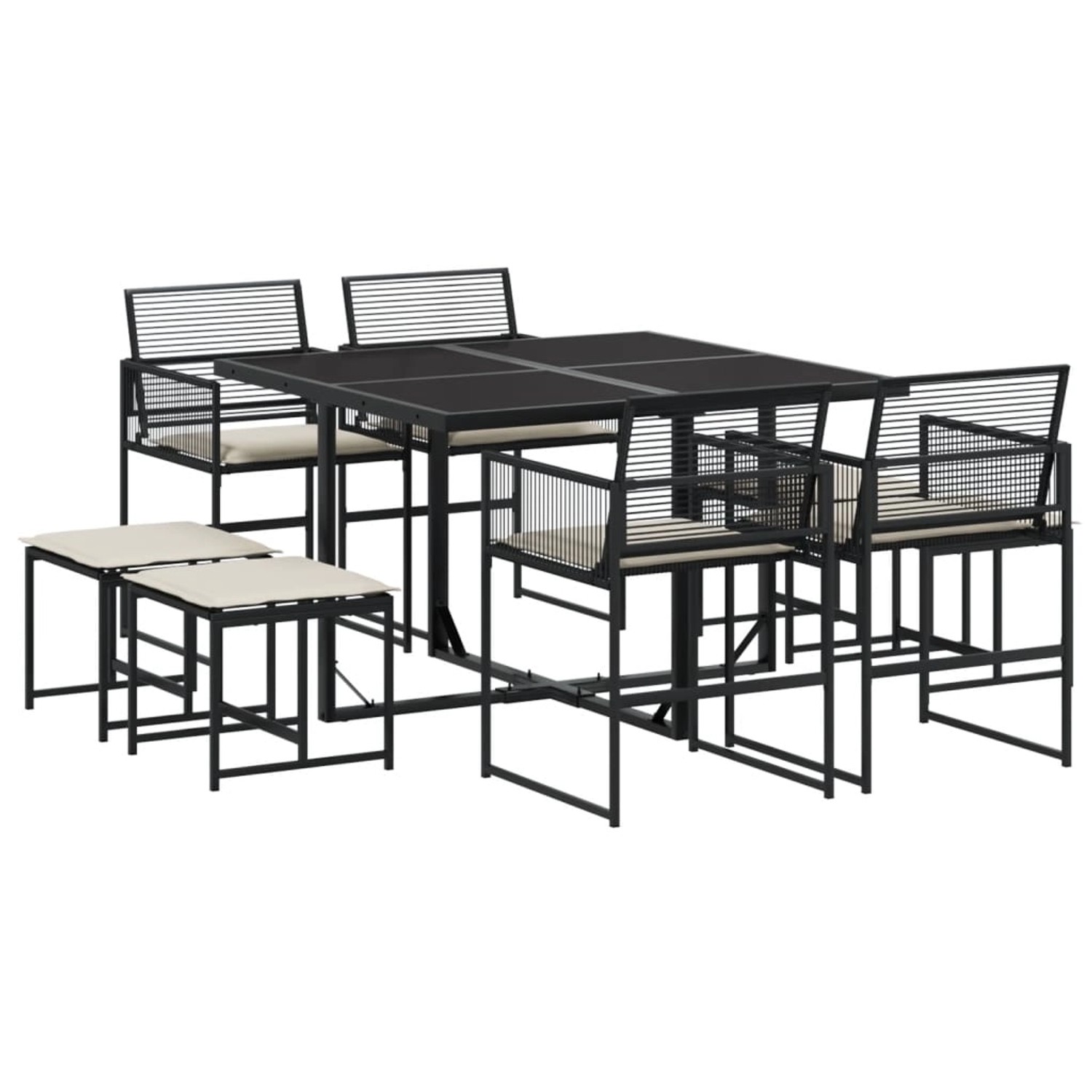 vidaXL 9-tlg Garten-Essgruppe mit Kissen Schwarz Poly Rattan Modell 134 vidaXL 9-tlg Garten-Essgruppe mit Kissen Schwarz Poly Rattan Modell 134 von VIDAXL