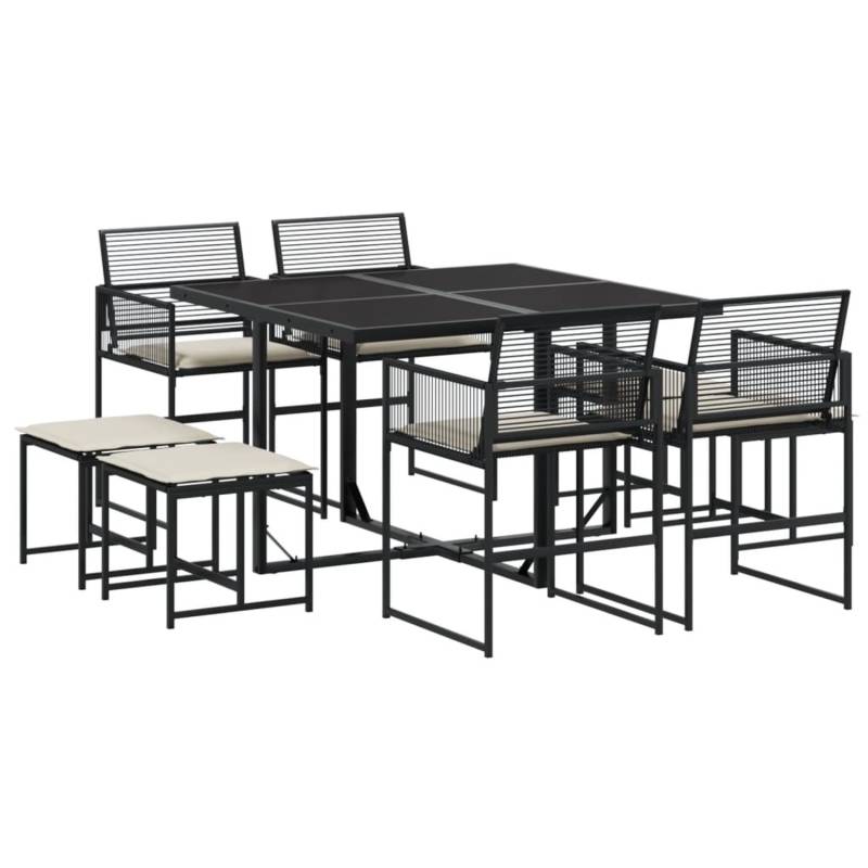 vidaXL 9-tlg Garten-Essgruppe mit Kissen Schwarz Poly Rattan Modell 134 von VIDAXL