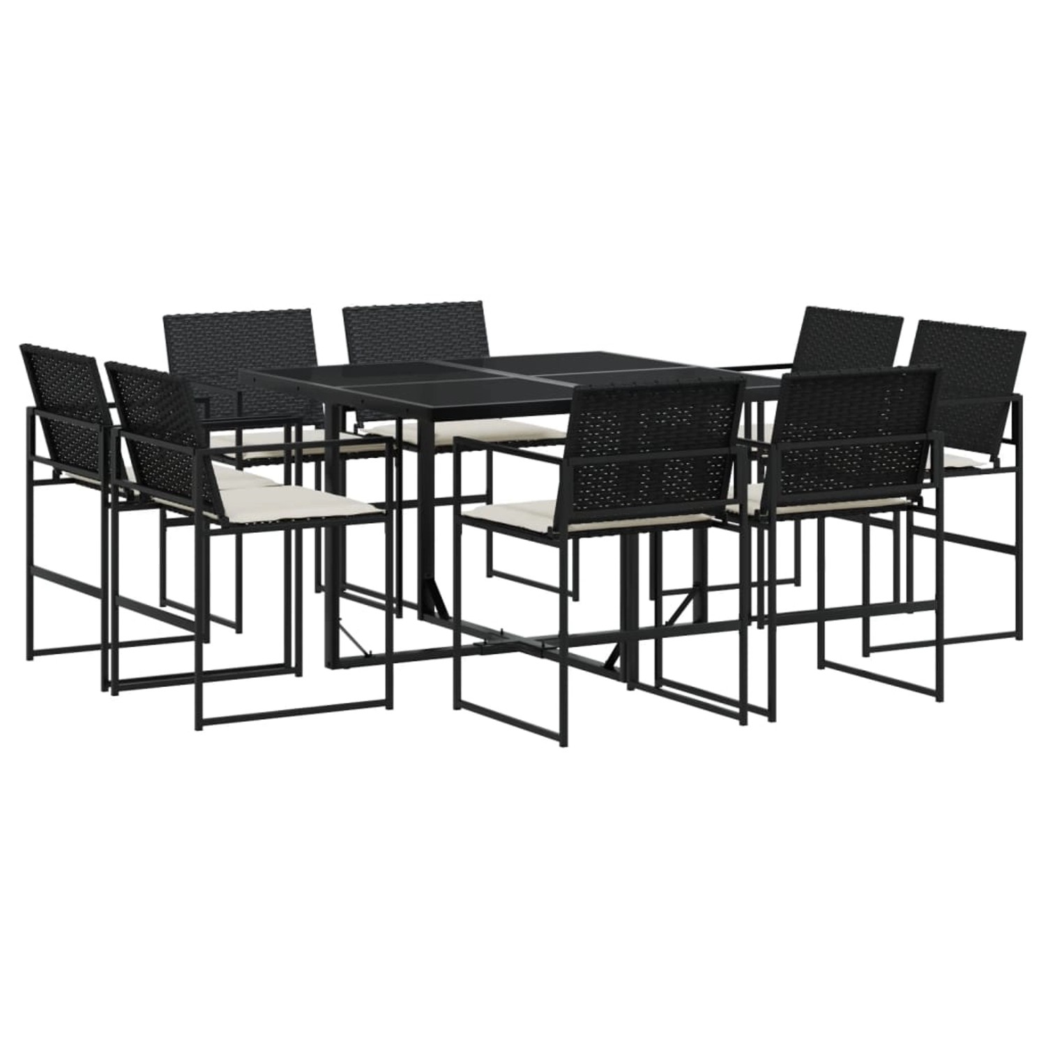 vidaXL 9-tlg Garten-Essgruppe mit Kissen Schwarz Poly Rattan Modell 135 vidaXL 9-tlg Garten-Essgruppe mit Kissen Schwarz Poly Rattan Modell 135 von VIDAXL