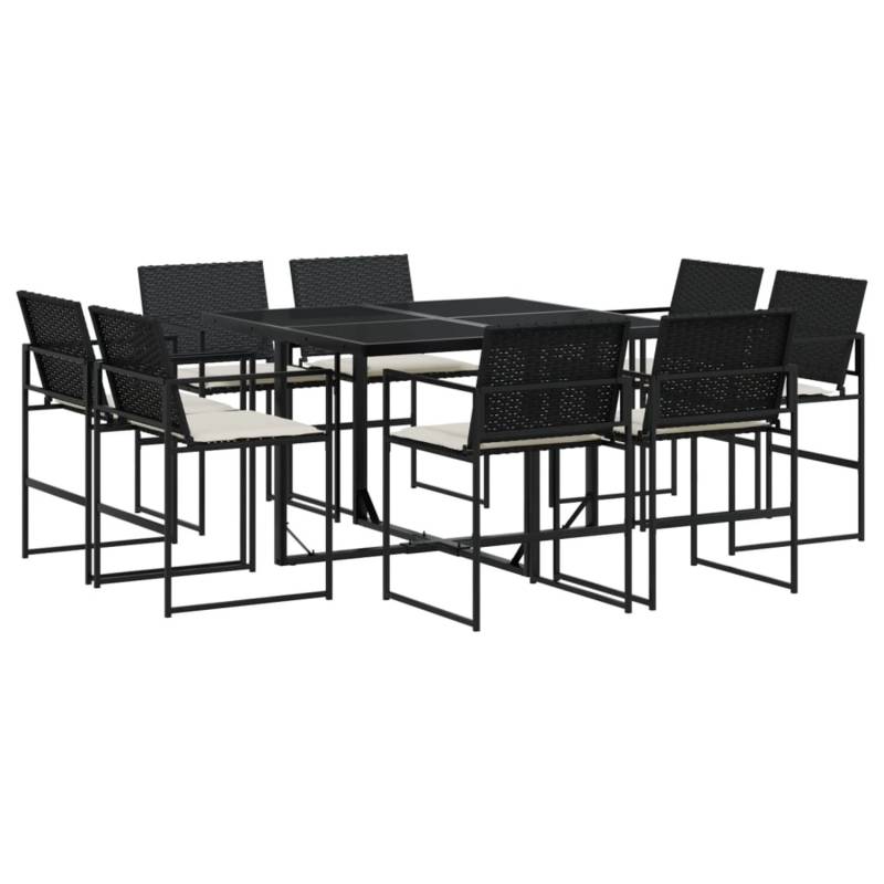 vidaXL 9-tlg Garten-Essgruppe mit Kissen Schwarz Poly Rattan Modell 135 von VIDAXL