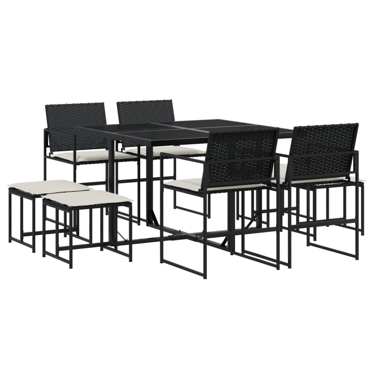 vidaXL 9-tlg Garten-Essgruppe mit Kissen Schwarz Poly Rattan Modell 136 vidaXL 9-tlg Garten-Essgruppe mit Kissen Schwarz Poly Rattan Modell 136 von VIDAXL