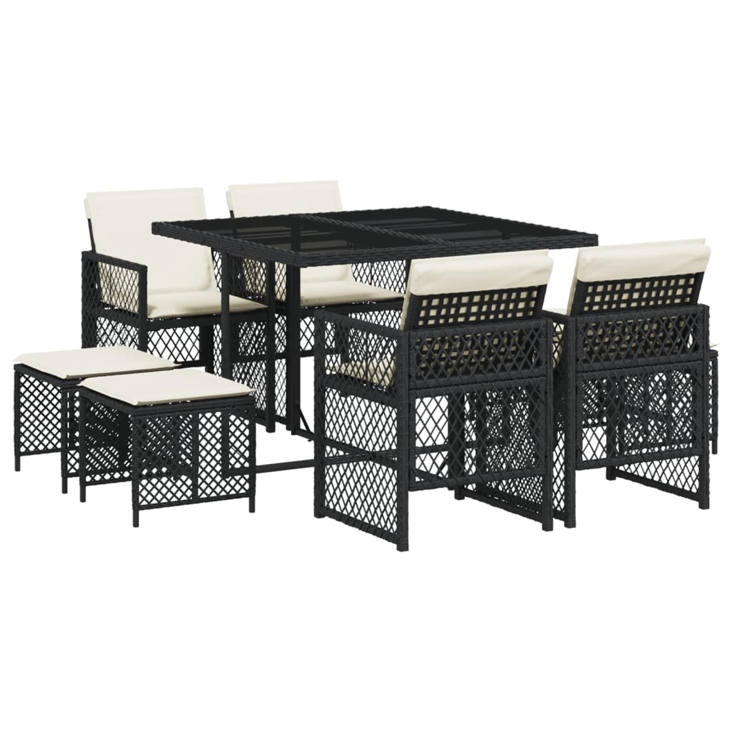 vidaXL 9-tlg Garten-Essgruppe mit Kissen Schwarz Poly Rattan Modell 137 vidaXL 9-tlg Garten-Essgruppe mit Kissen Schwarz Poly Rattan Modell 137 von VIDAXL