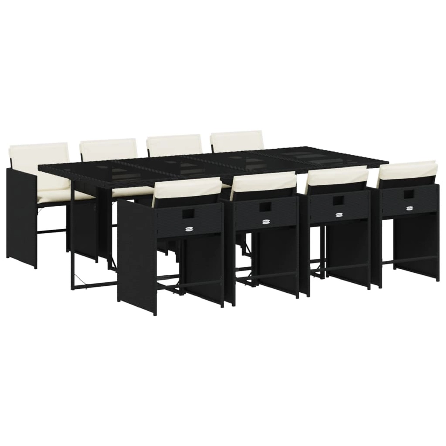 vidaXL 9-tlg Garten-Essgruppe mit Kissen Schwarz Poly Rattan Modell 140 vidaXL 9-tlg Garten-Essgruppe mit Kissen Schwarz Poly Rattan Modell 140 von VIDAXL