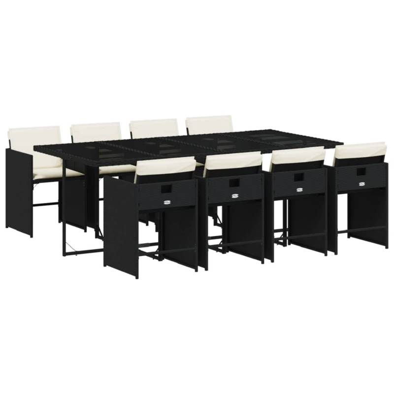 vidaXL 9-tlg Garten-Essgruppe mit Kissen Schwarz Poly Rattan Modell 140 von VIDAXL