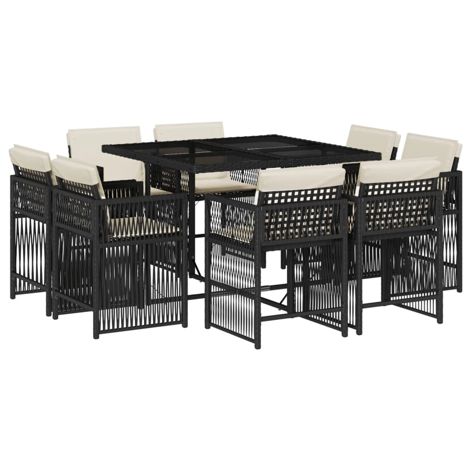 vidaXL 9-tlg Garten-Essgruppe mit Kissen Schwarz Poly Rattan Modell 142 vidaXL 9-tlg Garten-Essgruppe mit Kissen Schwarz Poly Rattan Modell 142 von VIDAXL