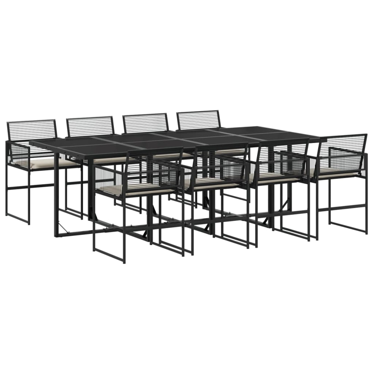 vidaXL 9-tlg Garten-Essgruppe mit Kissen Schwarz Poly Rattan Modell 145 vidaXL 9-tlg Garten-Essgruppe mit Kissen Schwarz Poly Rattan Modell 145 von VIDAXL