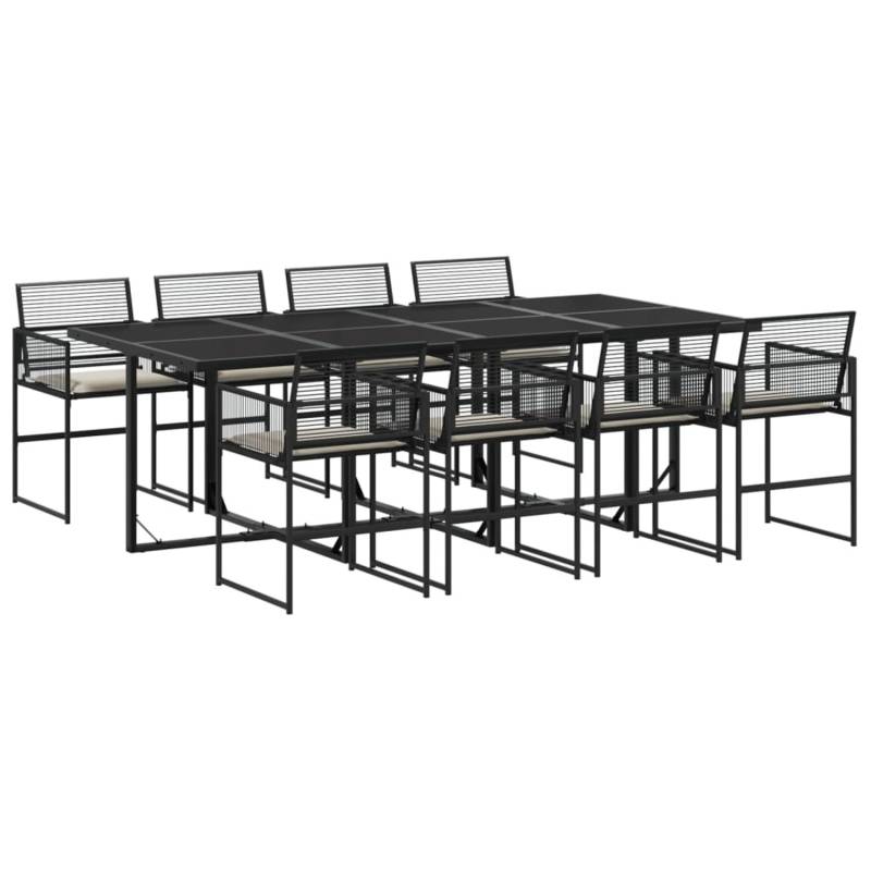 vidaXL 9-tlg Garten-Essgruppe mit Kissen Schwarz Poly Rattan Modell 145 von VIDAXL
