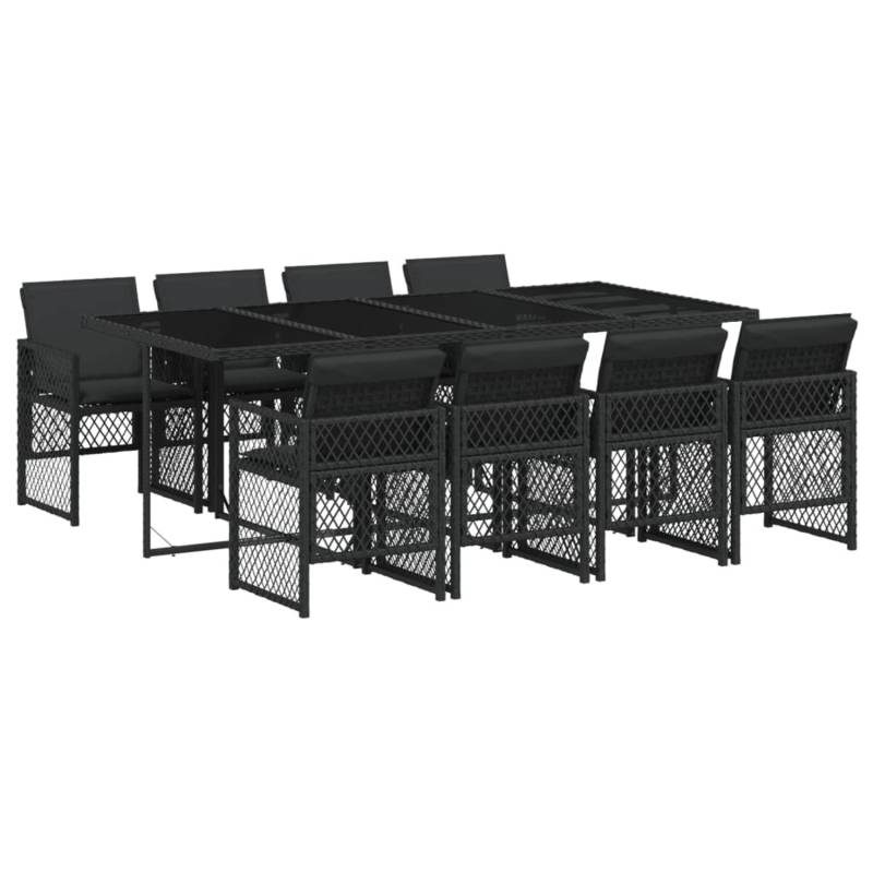 vidaXL 9-tlg Garten-Essgruppe mit Kissen Schwarz Poly Rattan Modell 146 von VIDAXL