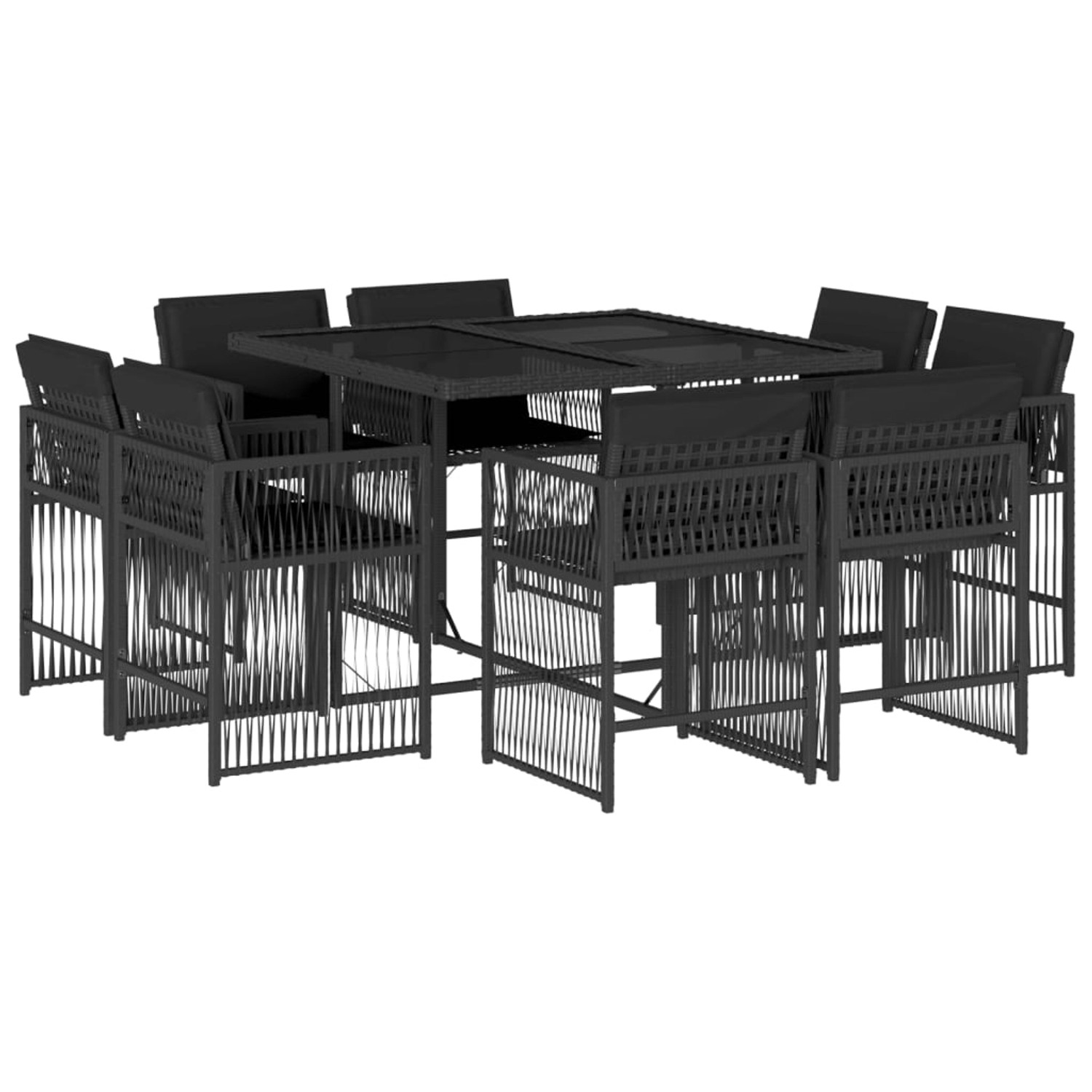 vidaXL 9-tlg Garten-Essgruppe mit Kissen Schwarz Poly Rattan Modell 152 vidaXL 9-tlg Garten-Essgruppe mit Kissen Schwarz Poly Rattan Modell 152 von VIDAXL