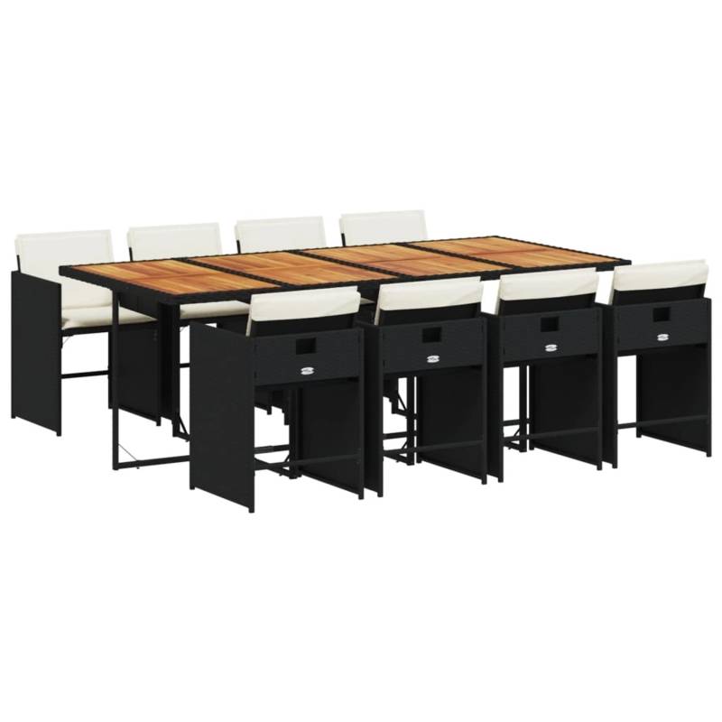 vidaXL 9-tlg Garten-Essgruppe mit Kissen Schwarz Poly Rattan Modell 156 von VIDAXL