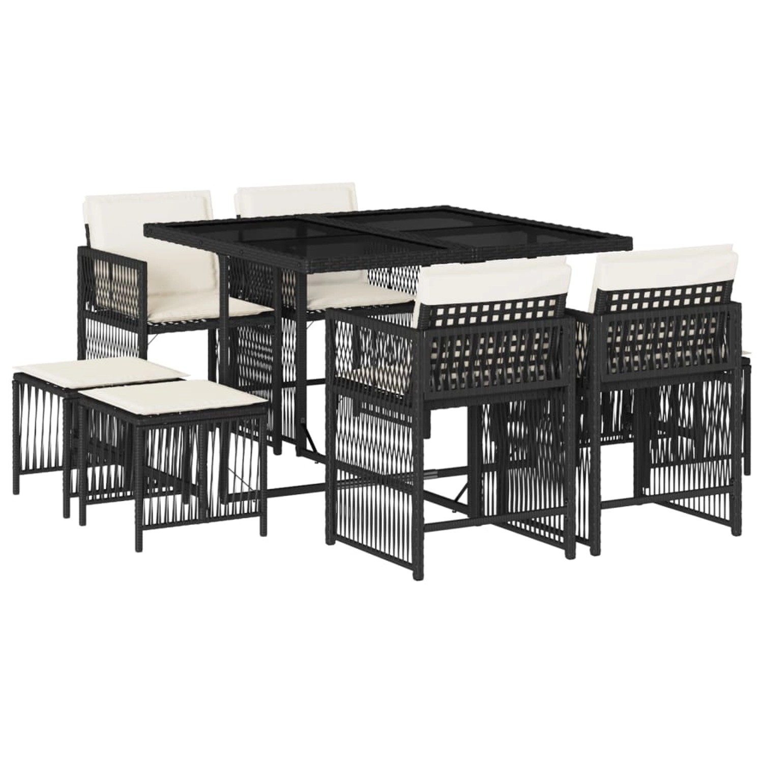 vidaXL 9-tlg Garten-Essgruppe mit Kissen Schwarz Poly Rattan Modell 157 vidaXL 9-tlg Garten-Essgruppe mit Kissen Schwarz Poly Rattan Modell 157 von VIDAXL