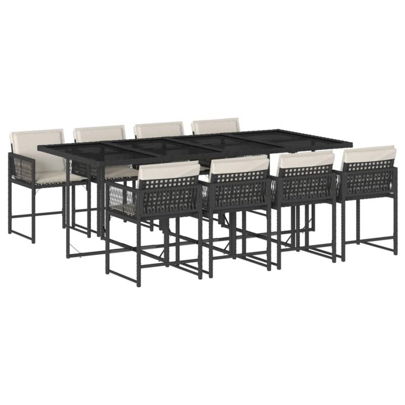 vidaXL 9-tlg Garten-Essgruppe mit Kissen Schwarz Poly Rattan Modell 68 von VIDAXL