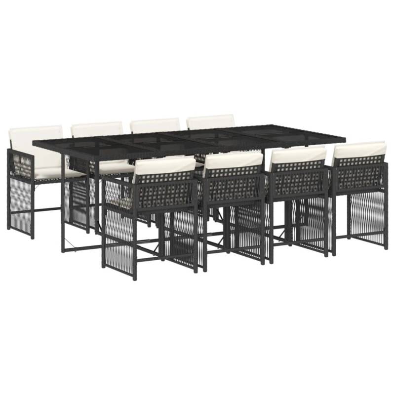 vidaXL 9-tlg Garten-Essgruppe mit Kissen Schwarz Poly Rattan Modell 69 von VIDAXL