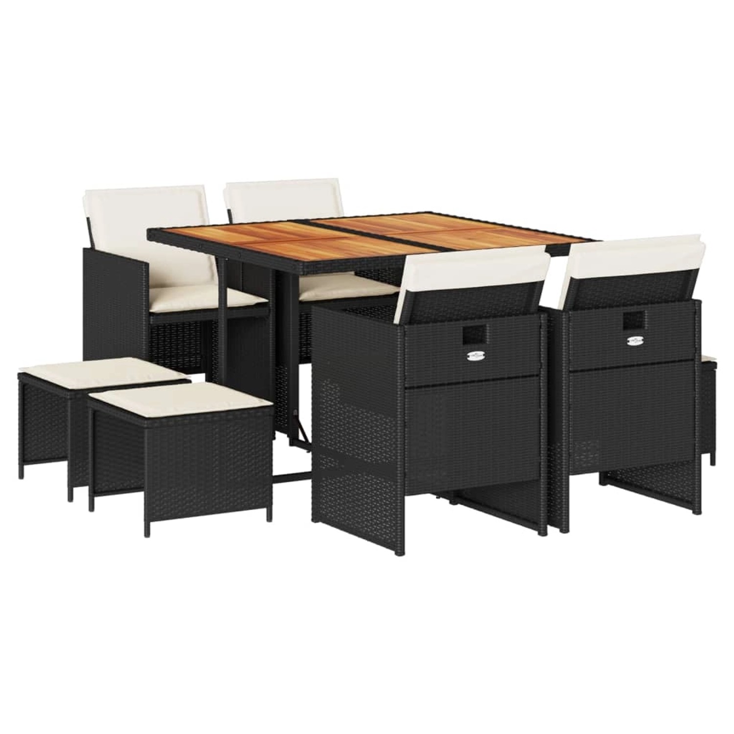 vidaXL 9-tlg Garten-Essgruppe mit Kissen Schwarz Poly Rattan Modell 76 vidaXL 9-tlg Garten-Essgruppe mit Kissen Schwarz Poly Rattan Modell 76 von VIDAXL