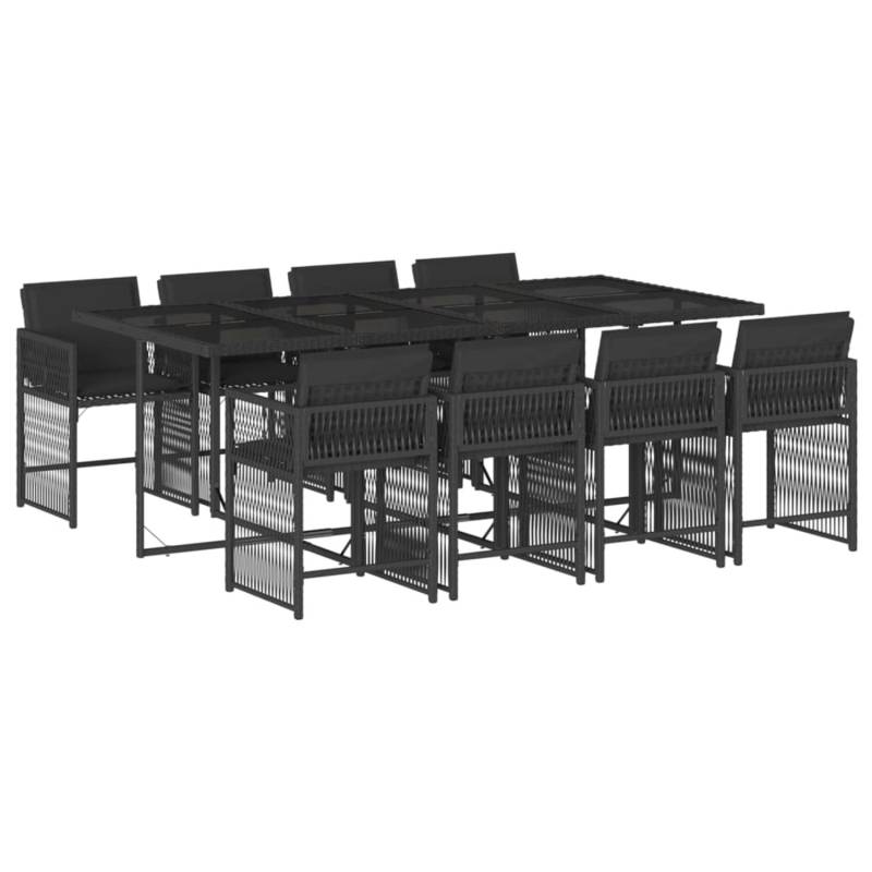 vidaXL 9-tlg Garten-Essgruppe mit Kissen Schwarz Poly Rattan Modell 77 von VIDAXL