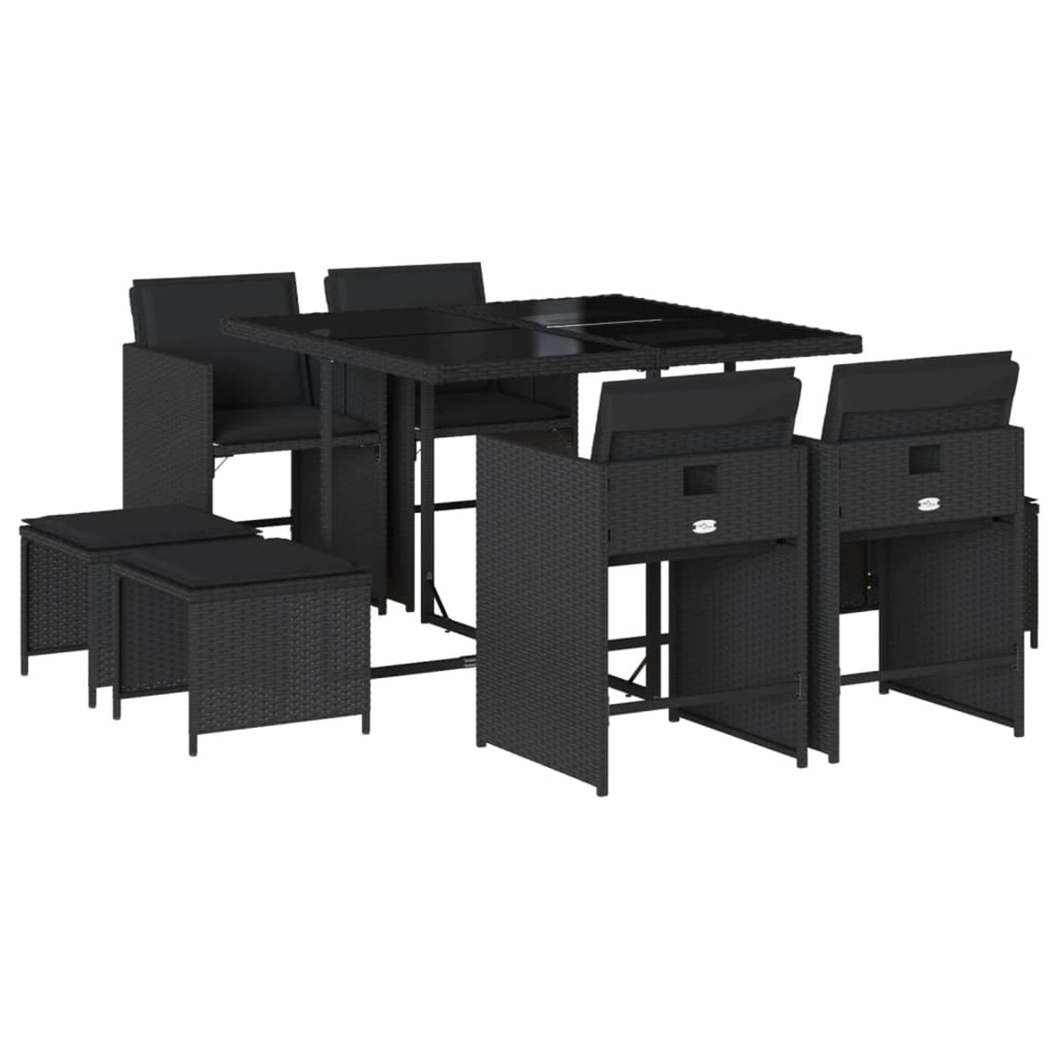 vidaXL 9-tlg Garten-Essgruppe mit Kissen Schwarz Poly Rattan Modell 87 vidaXL 9-tlg Garten-Essgruppe mit Kissen Schwarz Poly Rattan Modell 87 von VIDAXL
