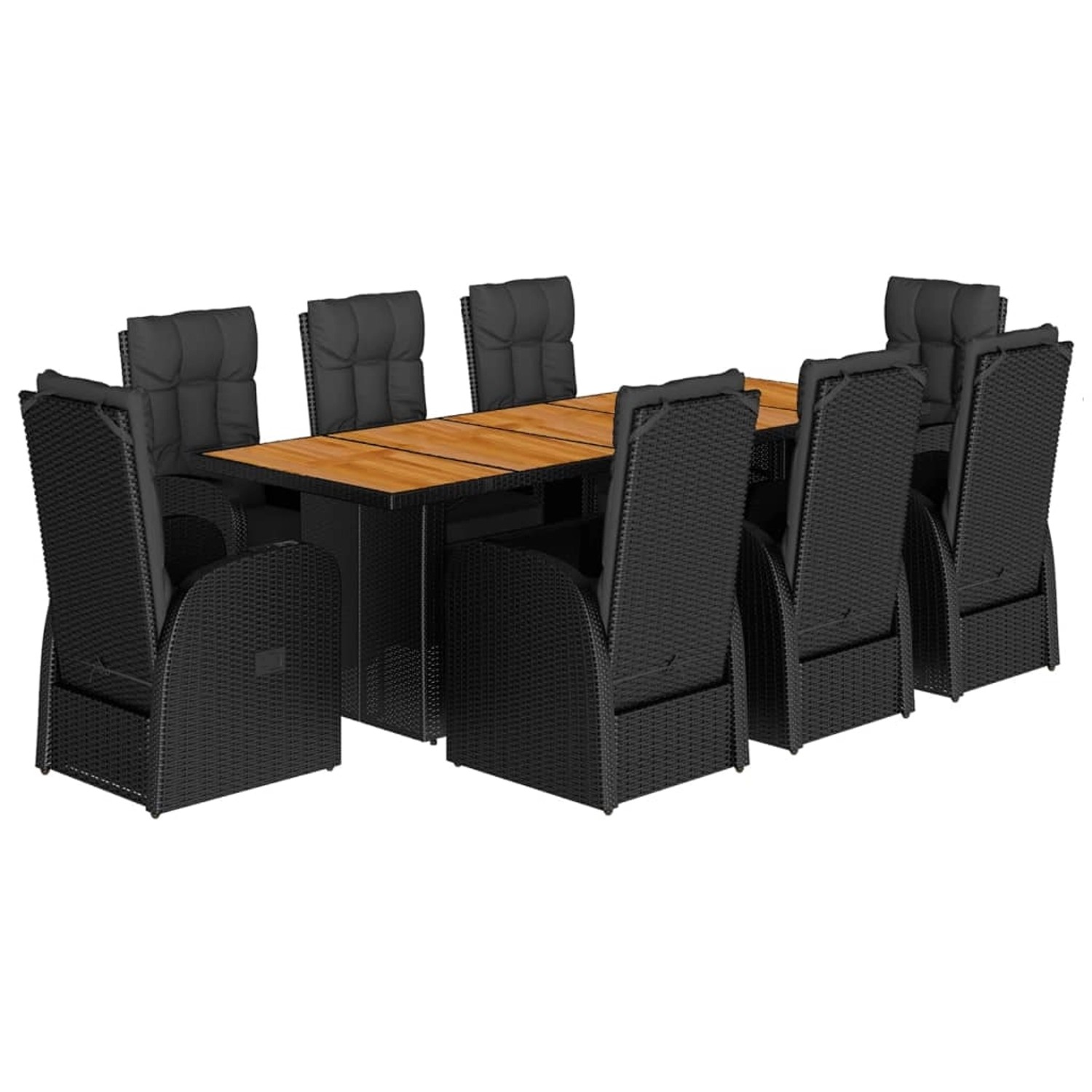 vidaXL 9-tlg Garten-Essgruppe mit Kissen Schwarz Poly Rattan Modell 94 vidaXL 9-tlg Garten-Essgruppe mit Kissen Schwarz Poly Rattan Modell 94 von VIDAXL