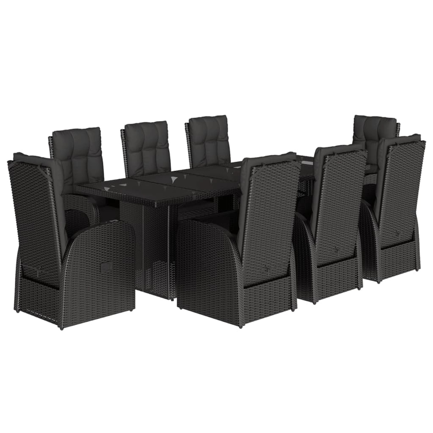 vidaXL 9-tlg Garten-Essgruppe mit Kissen Schwarz Poly Rattan Modell 95 vidaXL 9-tlg Garten-Essgruppe mit Kissen Schwarz Poly Rattan Modell 95 von VIDAXL