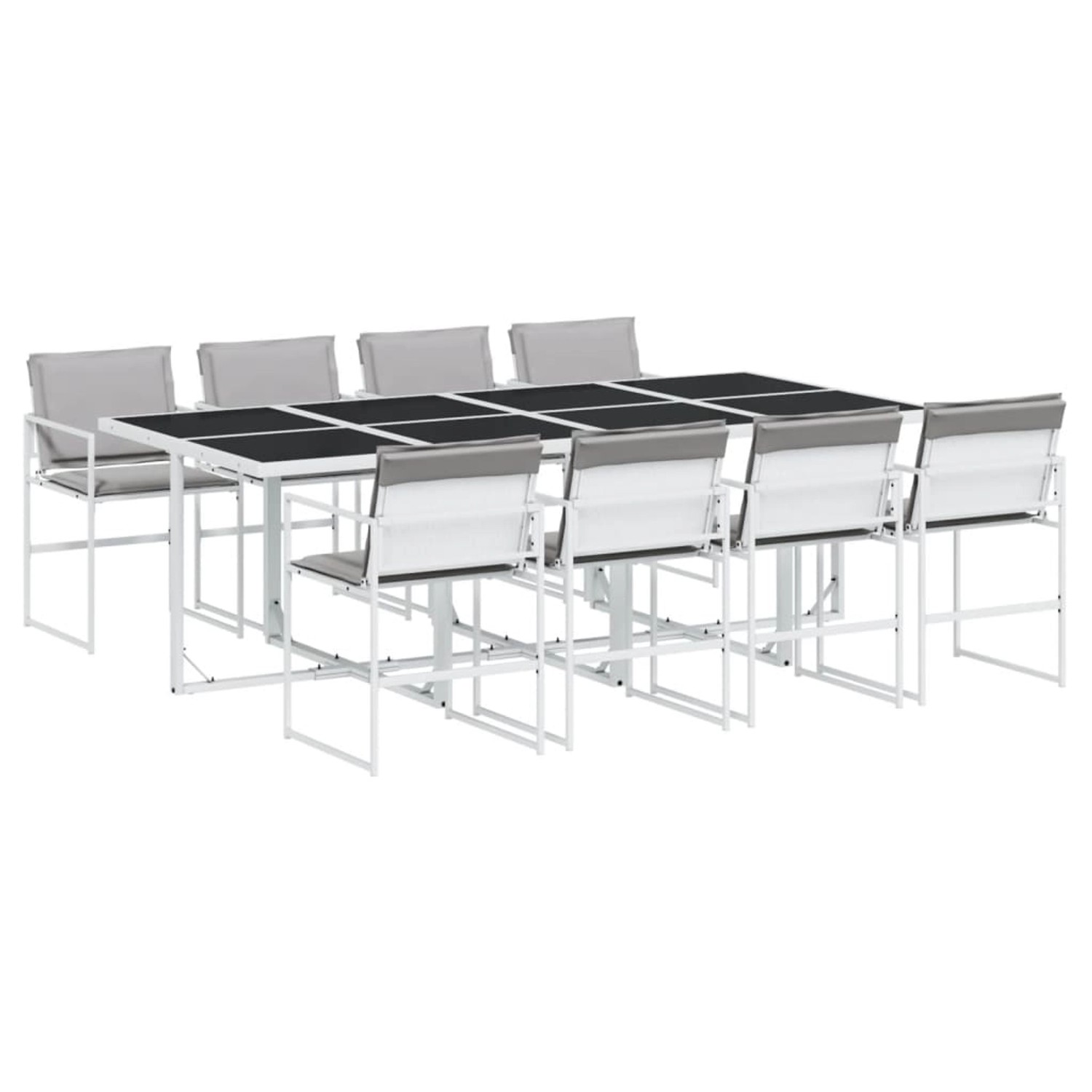 vidaXL 9-tlg Garten-Essgruppe mit Kissen Weiß Textilene Modell 3 vidaXL 9-tlg Garten-Essgruppe mit Kissen Weiß Textilene Modell 3 von VIDAXL